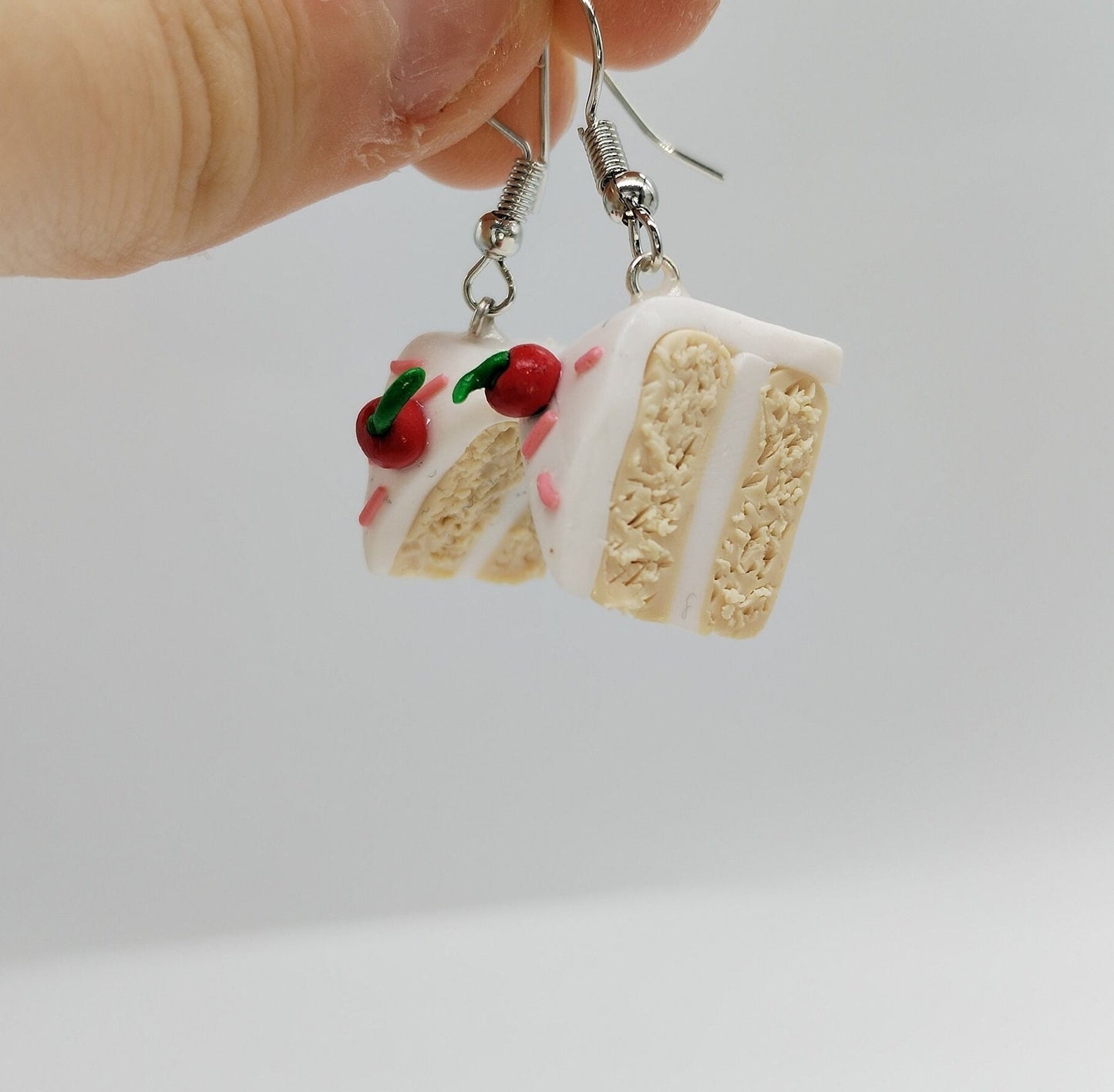 Handmade Mini Cherry Cake Earrings | Hypoallergenic | Polymer Clay