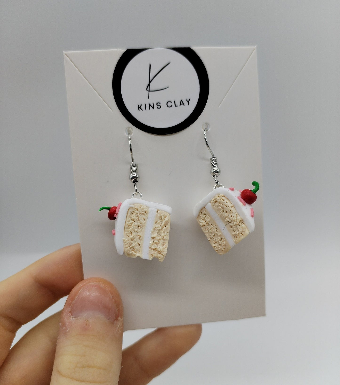 Handmade Mini Cherry Cake Earrings | Hypoallergenic | Polymer Clay