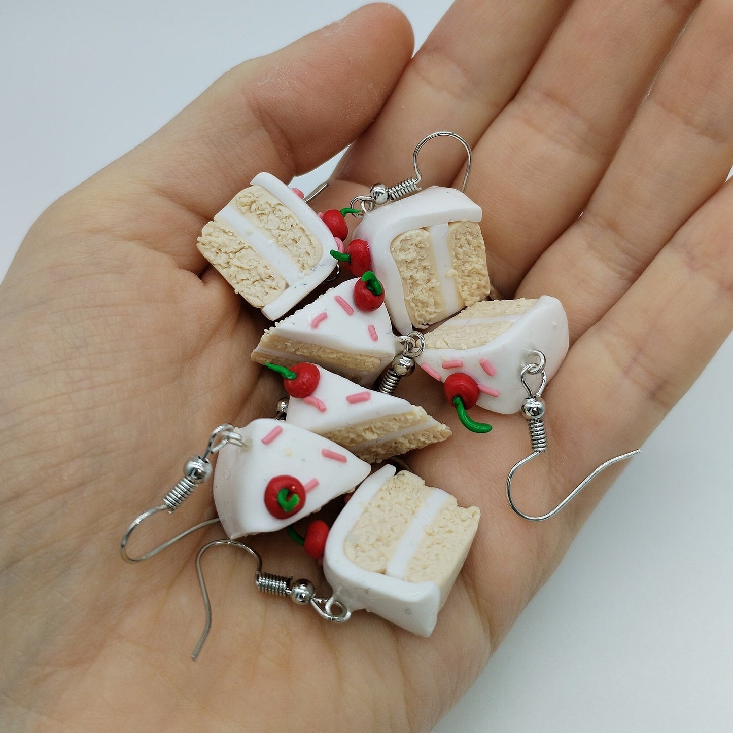 Handmade Mini Cherry Cake Earrings | Hypoallergenic | Polymer Clay