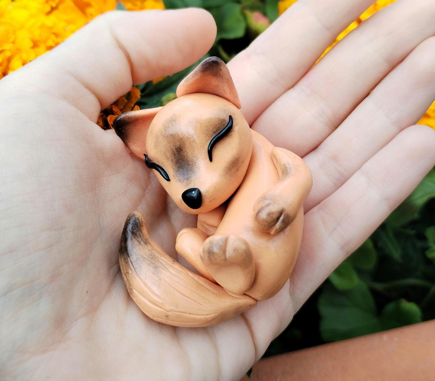Sleeping Fox Polymer Clay Sculpture