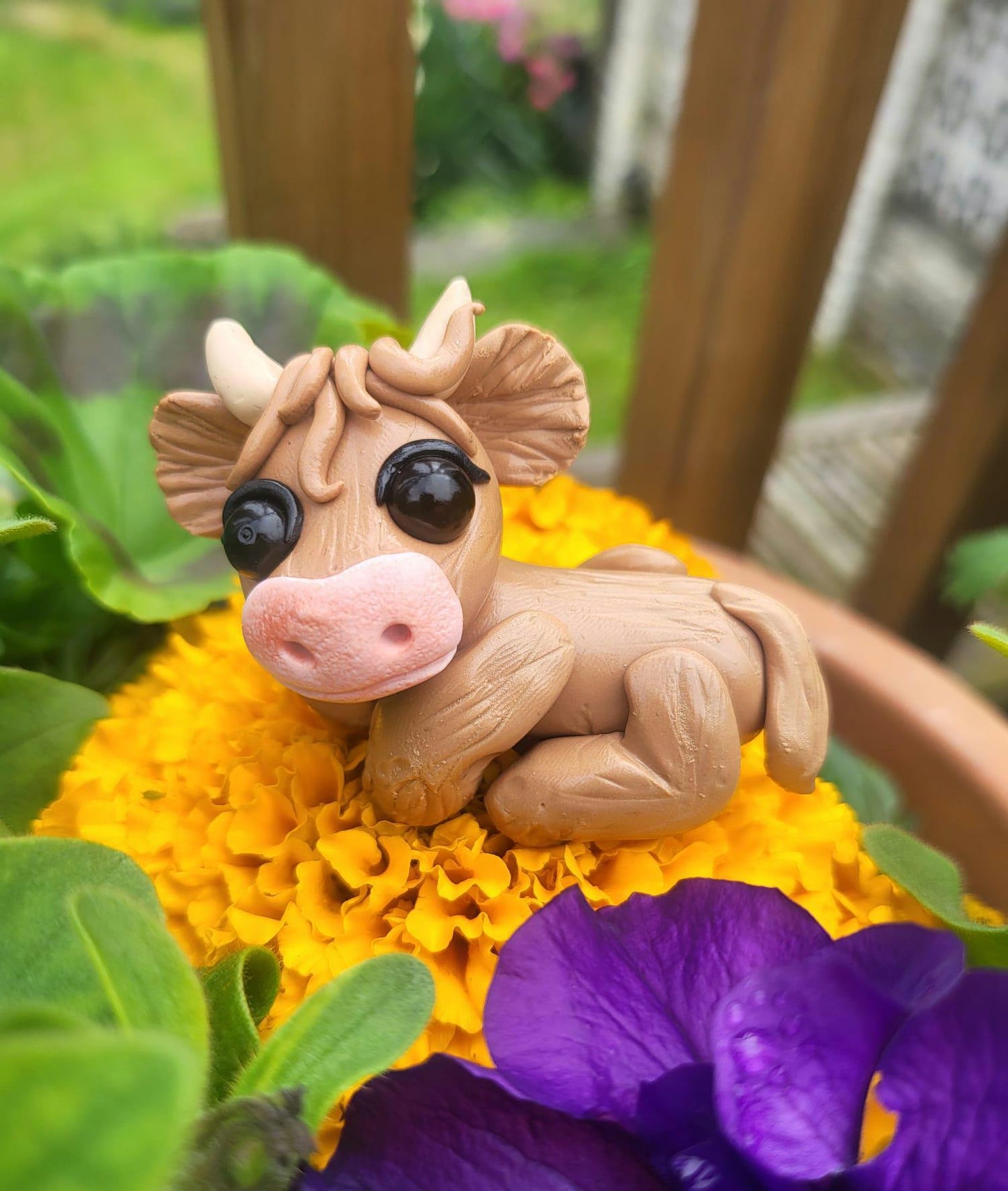 Highland Cow Polymer Clay Sculpture