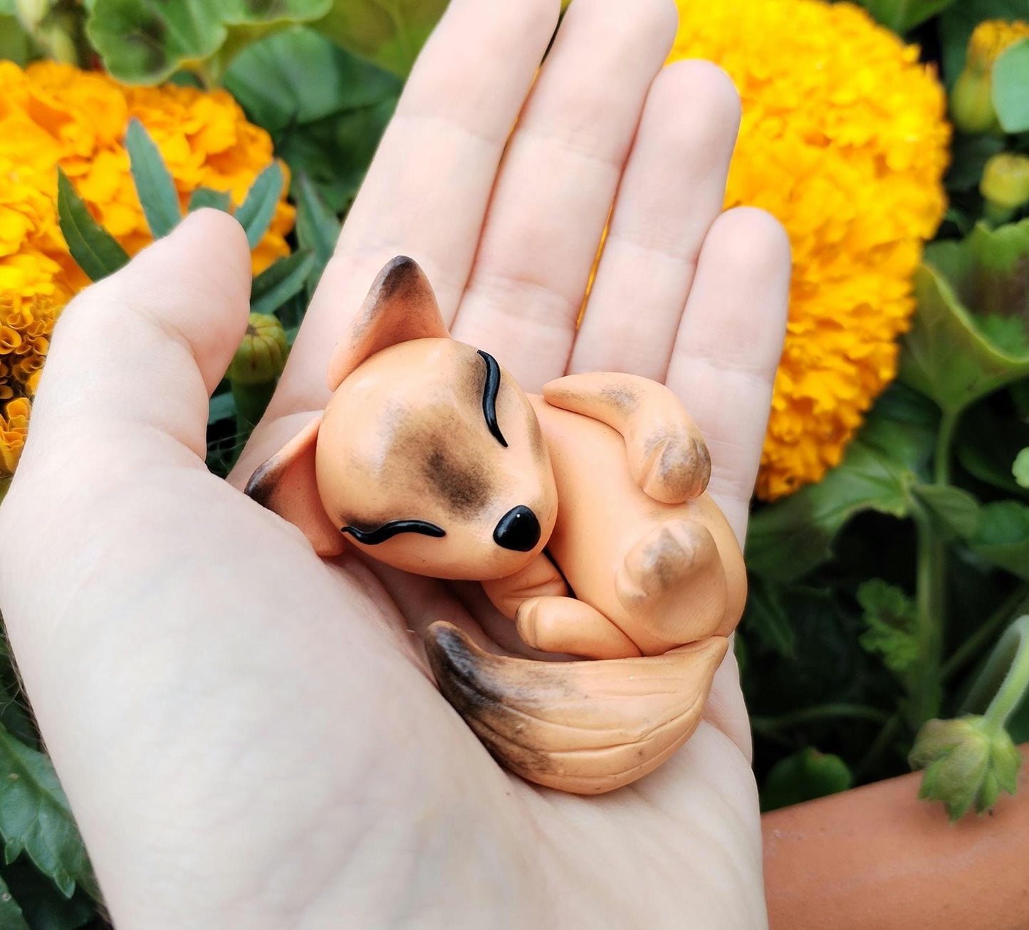 Sleeping Fox Polymer Clay Sculpture