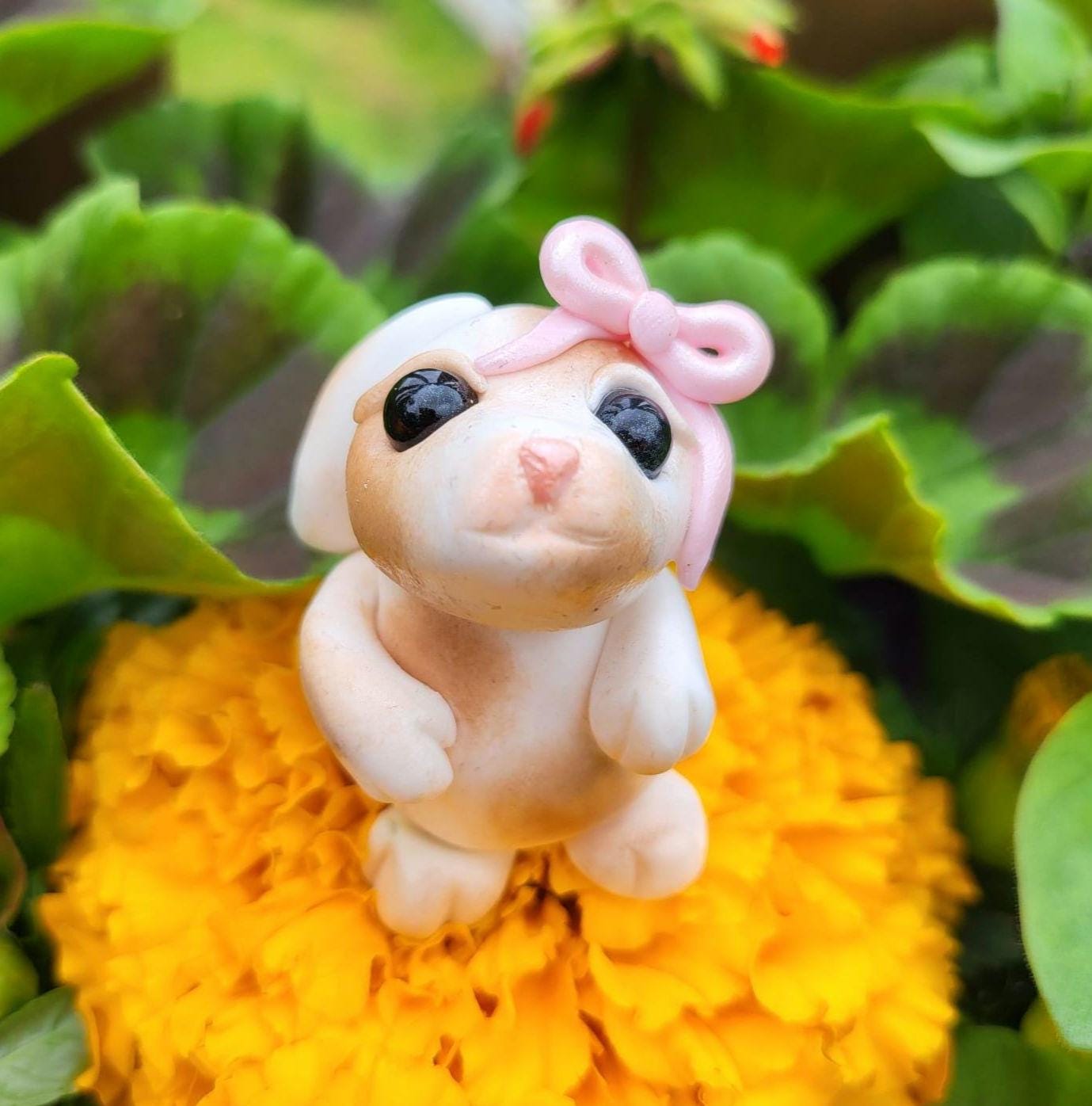 Handmade Unique Bunny Polymer Clay Sculpture