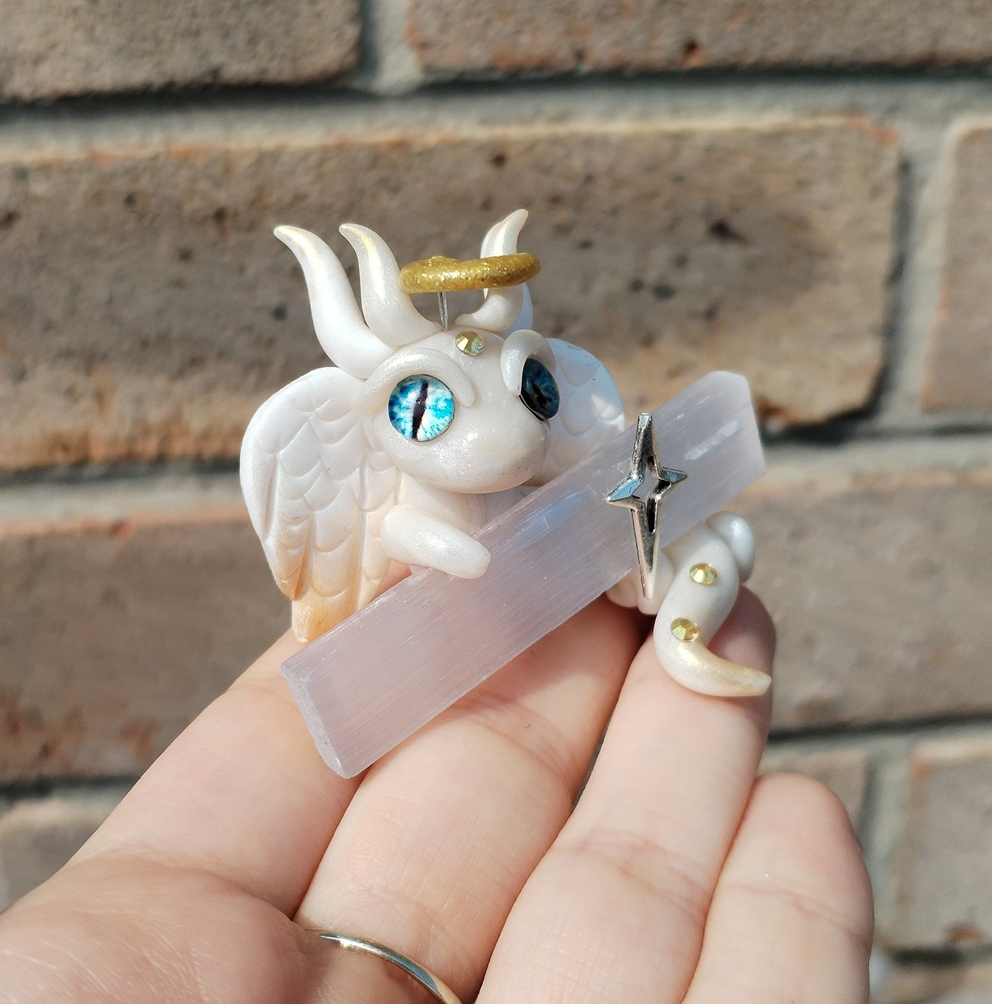 Angel Themed Selenite Crystal Dragon