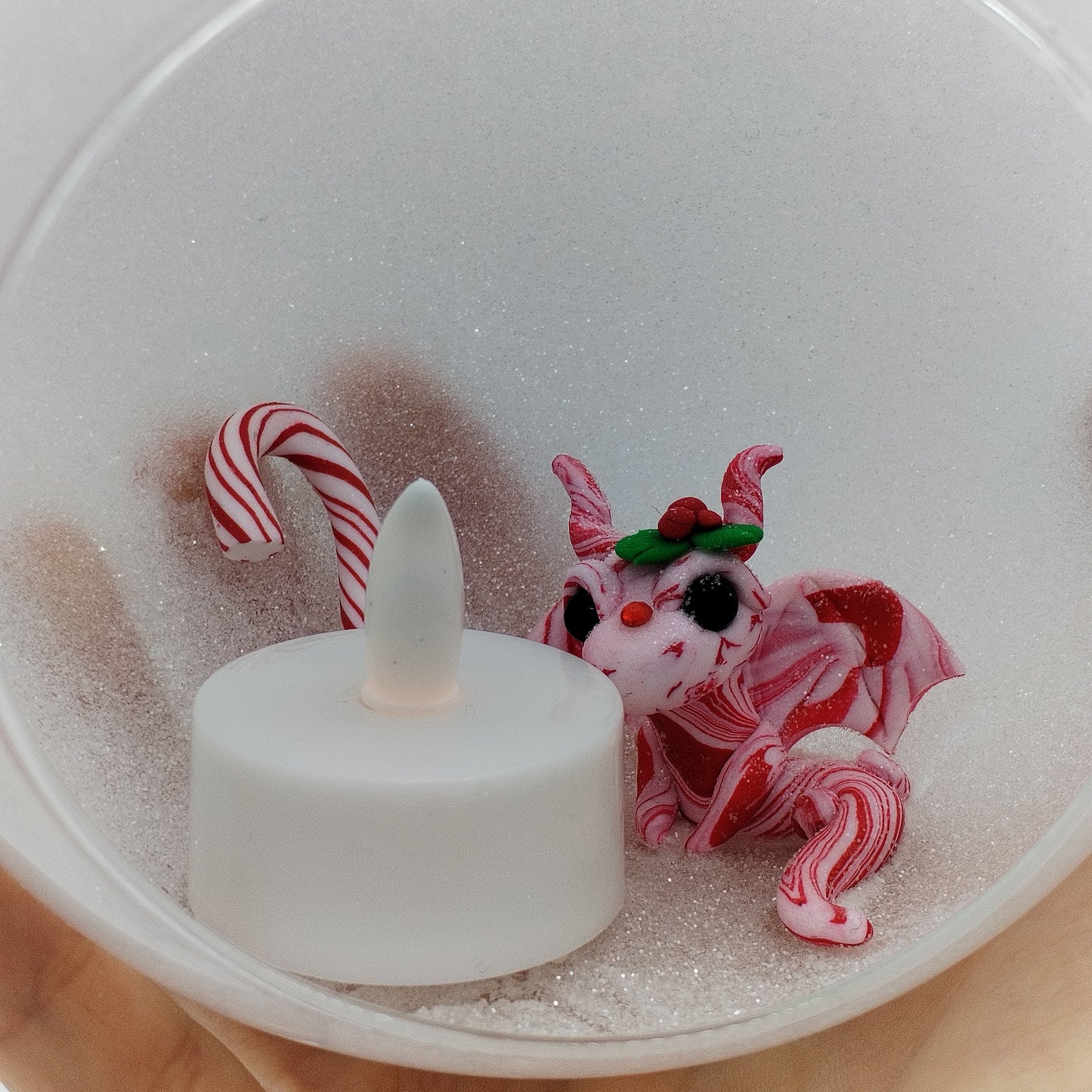 Peppermint Dragon Christmas Bauble Decoration With Tealight