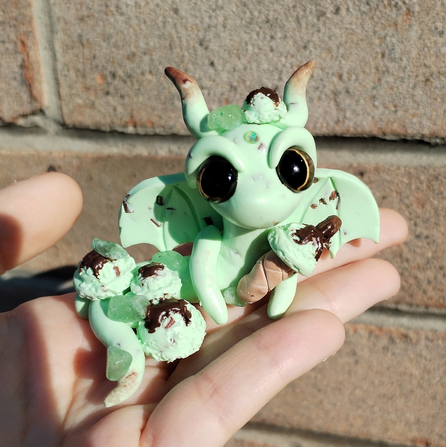 Mint Choc Ice Cream Themed Flourite Crystal Dragon