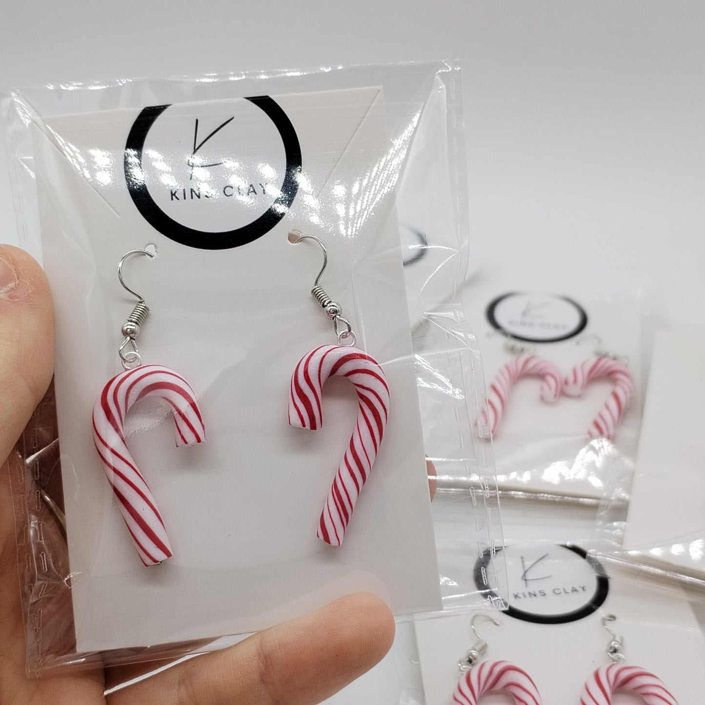Handmade Clay Candy Cane Earrings | Hypoallergenic