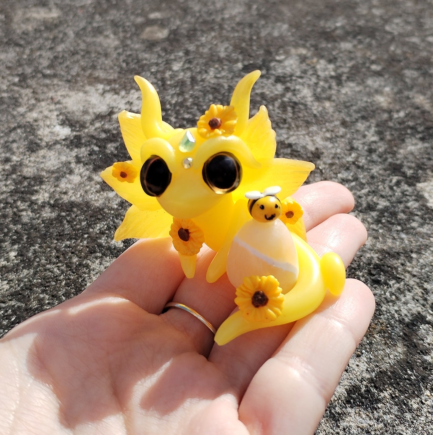 Sunflower Themed Crystal Dragon