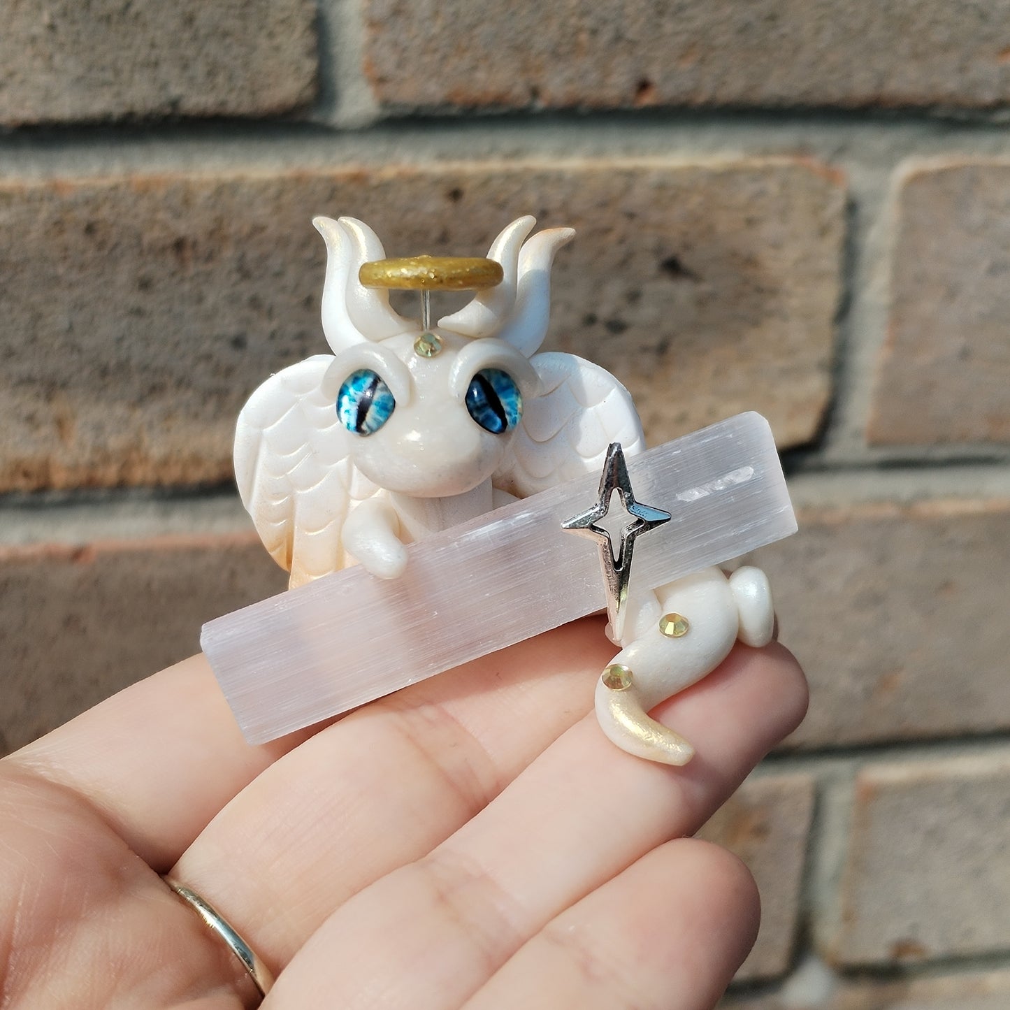 Angel Themed Selenite Crystal Dragon