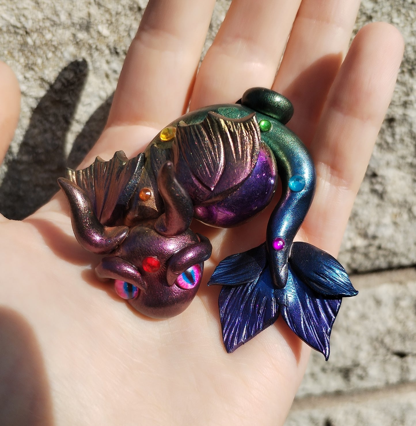 Rainbow Aura Quartz Water Crystal Dragon