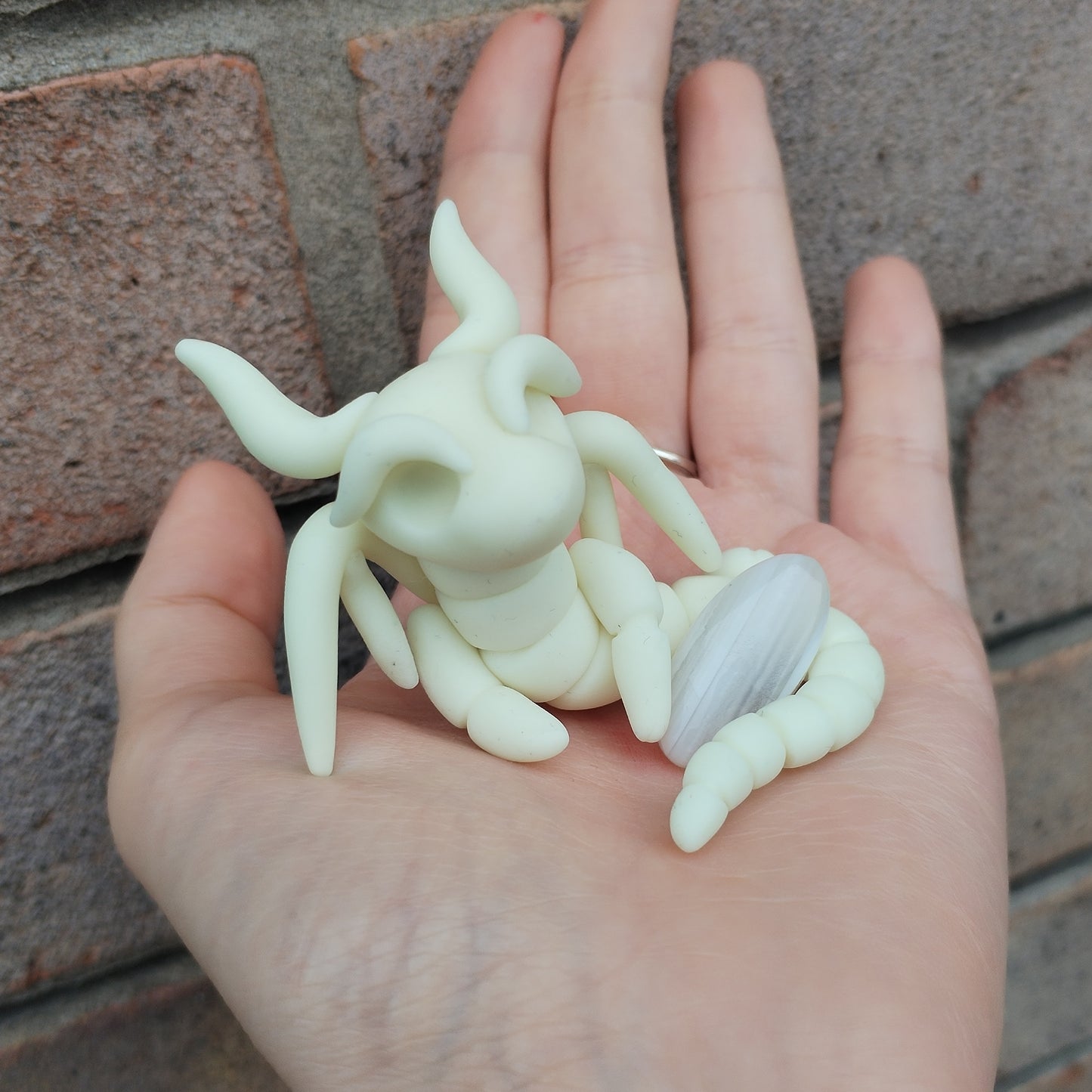Glow-In-The-Dark Skeleton White Agate Crystal Dragon