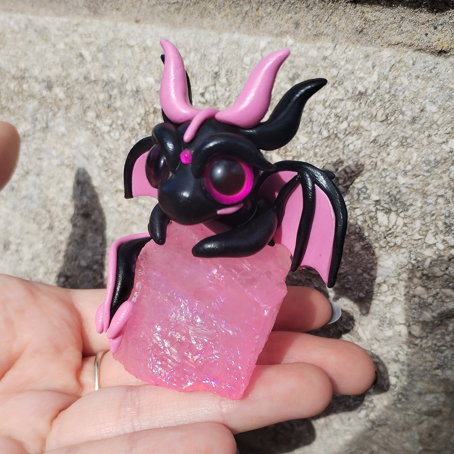 Pink Aura Quartz Crystal Dragon