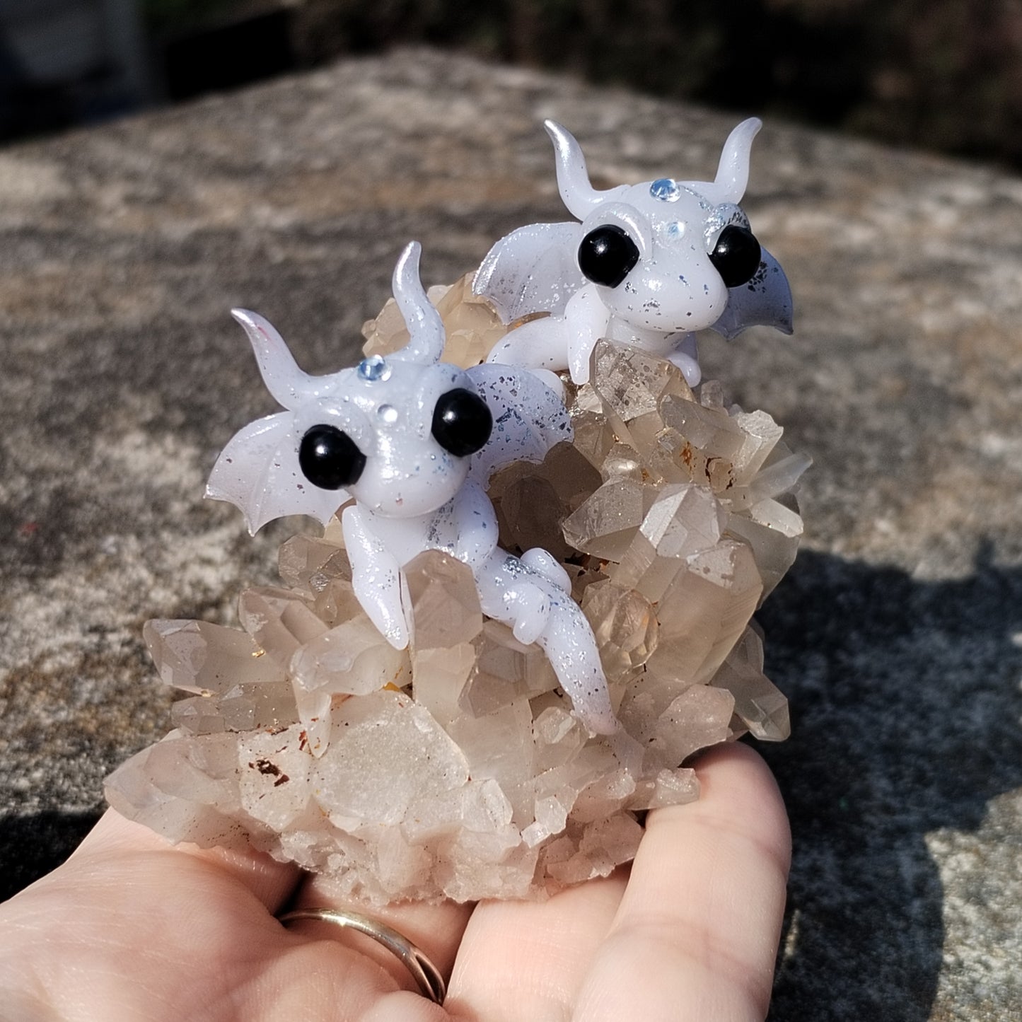 Cloudy Quartz Crystal Dragons