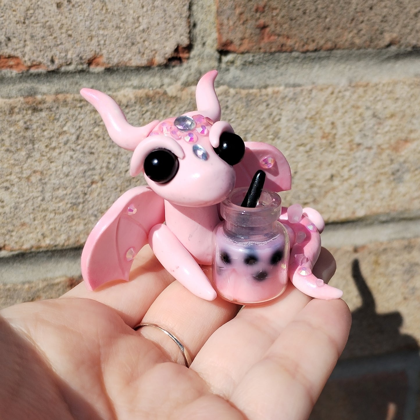Bubble Tea Rose Quartz Crystal Dragon