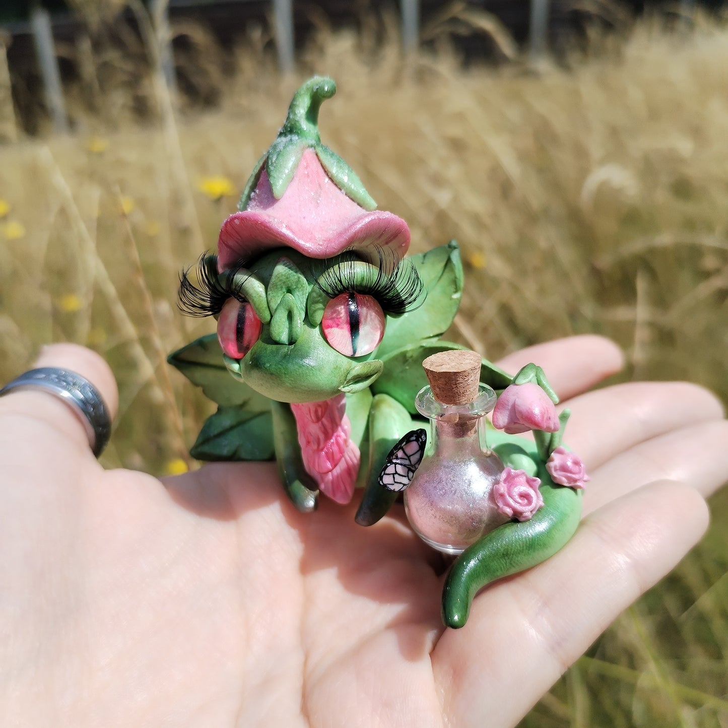 Pink Flower Crystal Dragon