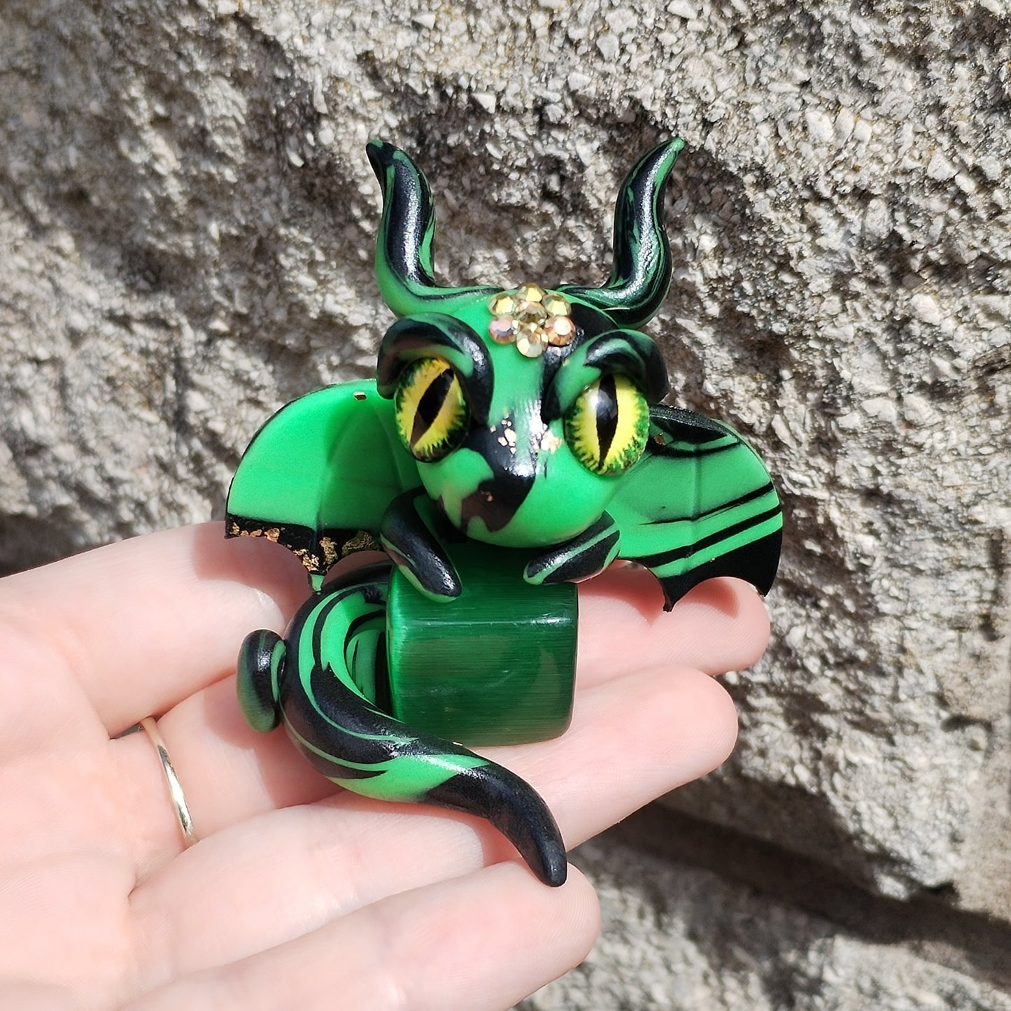 Green Cat Eye Crystal Dragon
