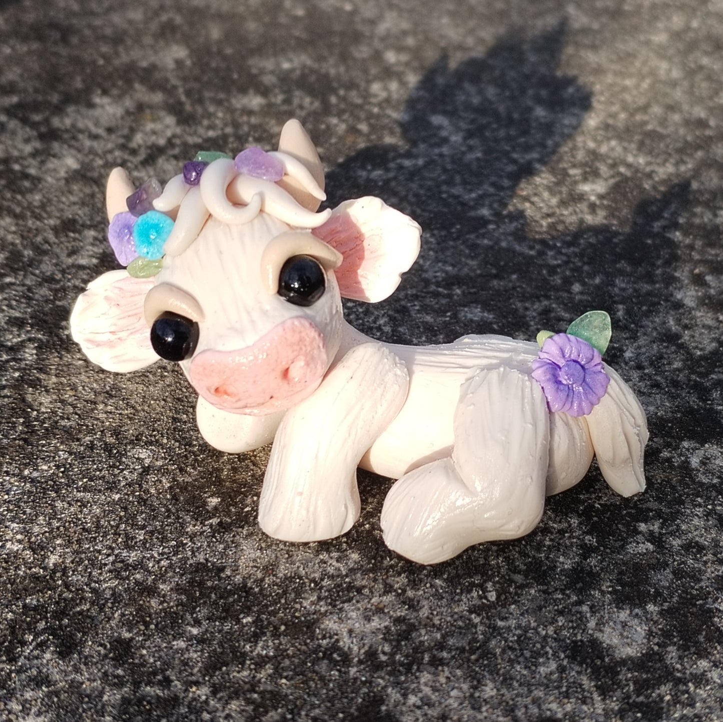 Green Flourite and Amethyst Crystal Cow