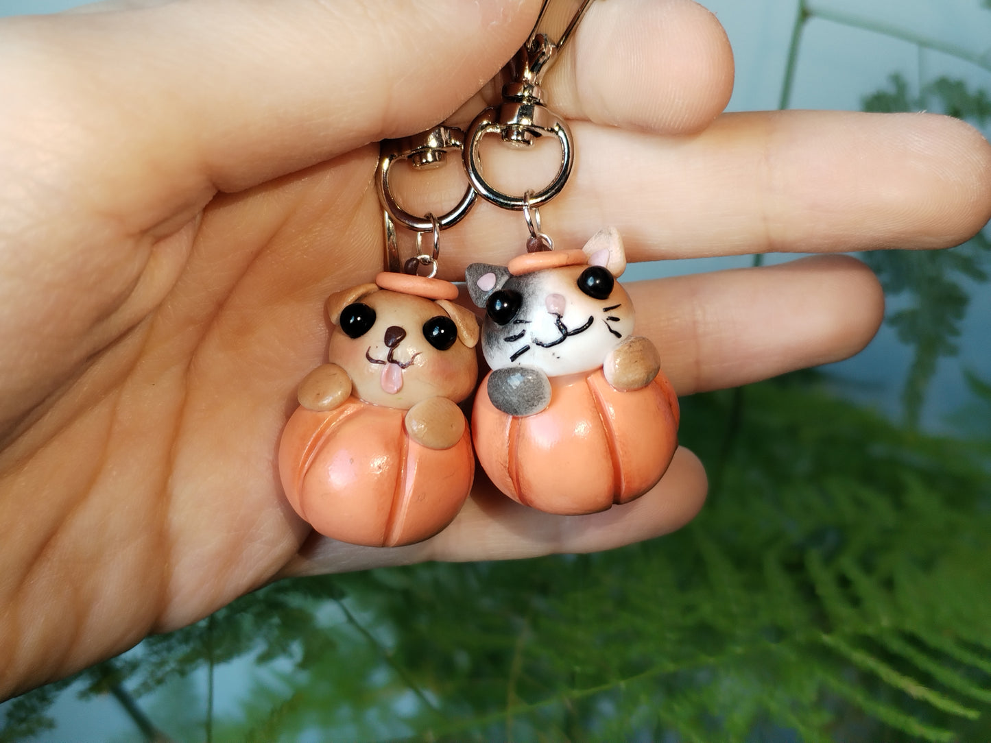 Pumpkin Bella and Star Keyrings/Bag Charms