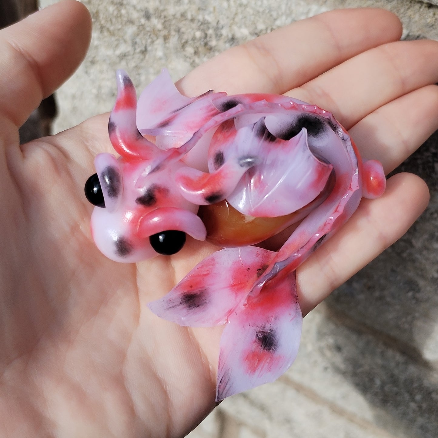 Koi Fish Themed Crazy Lace Agate Crystal Dragon