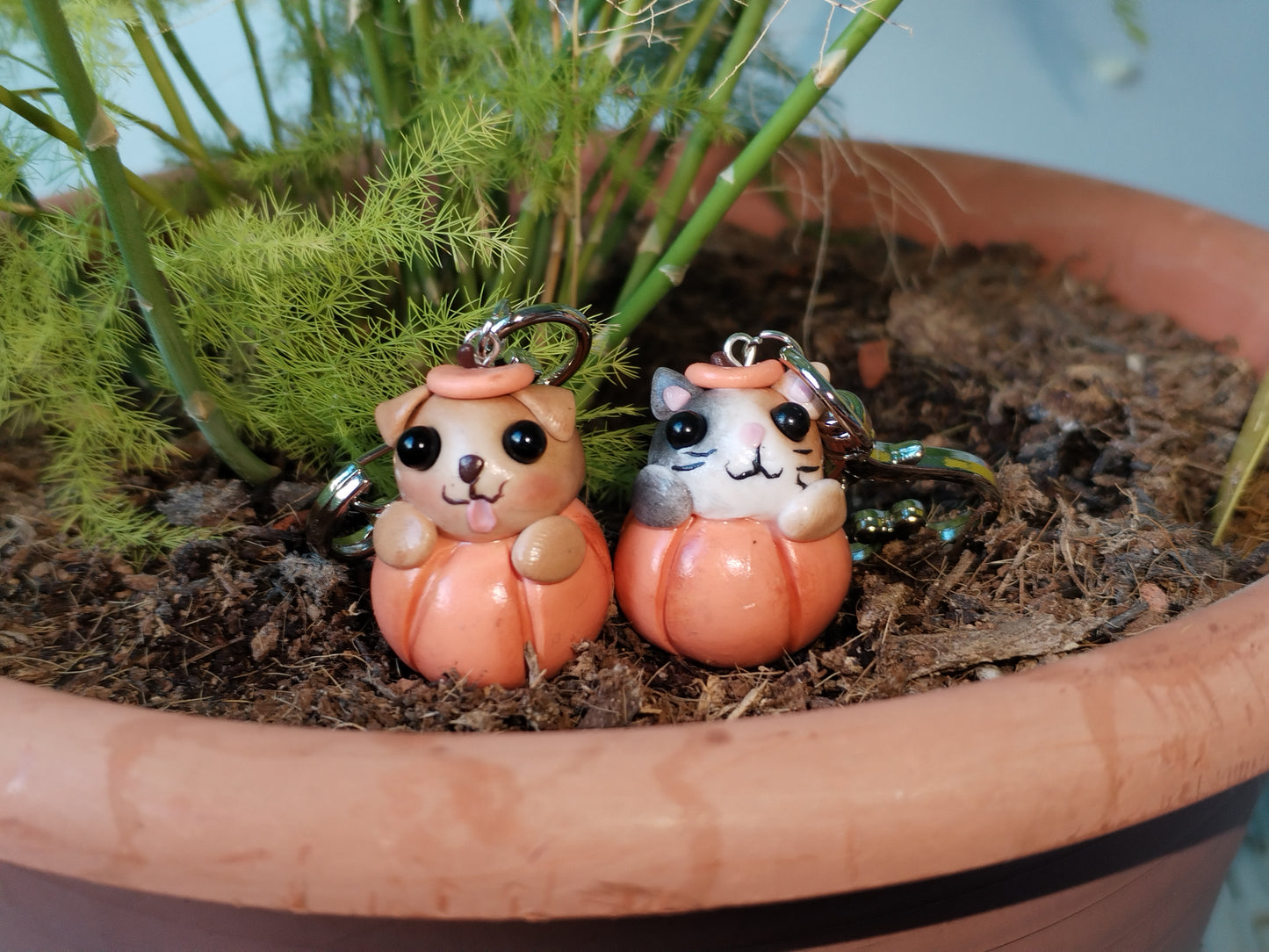 Pumpkin Bella and Star Keyrings/Bag Charms