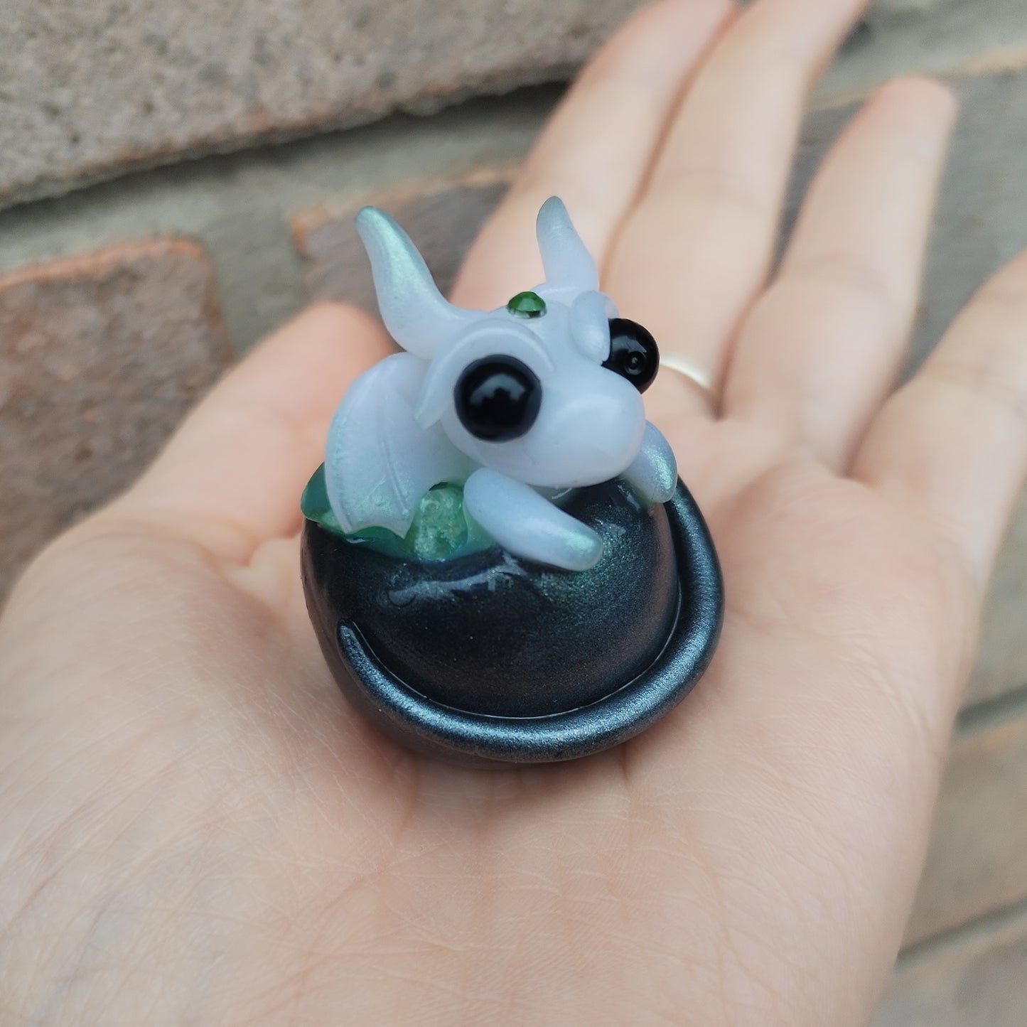 Green Flourite Cauldron Crystal Dragon