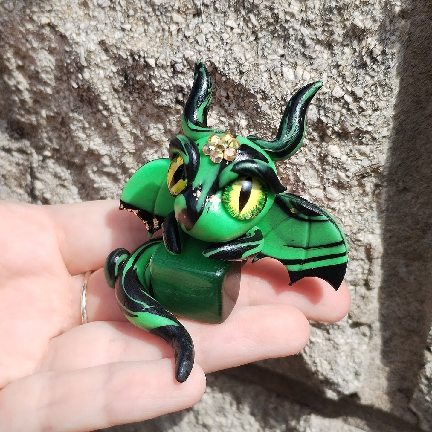 Green Cat Eye Crystal Dragon