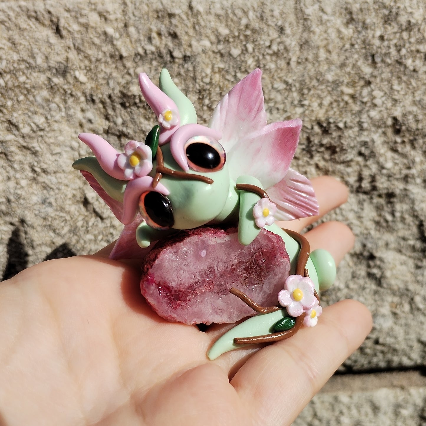 Pink Geode Crystal Dragon