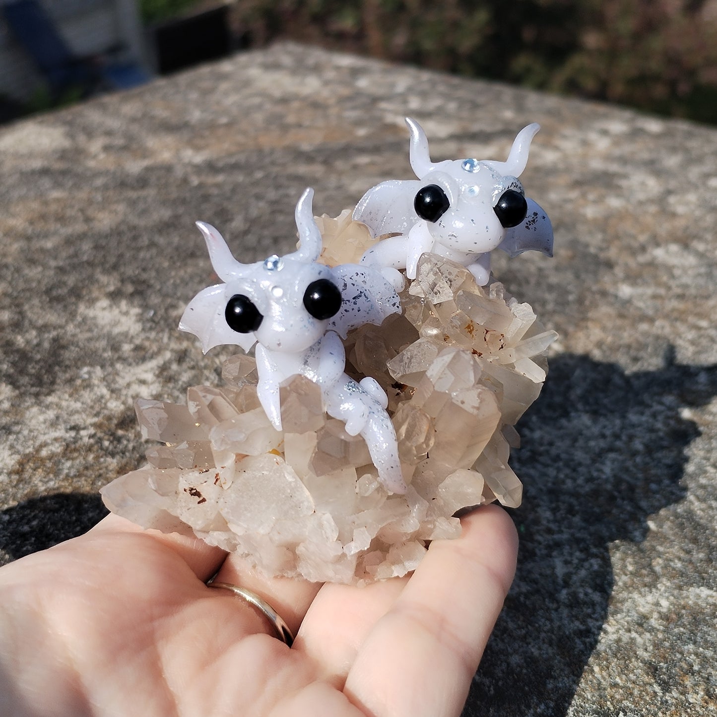 Cloudy Quartz Crystal Dragons