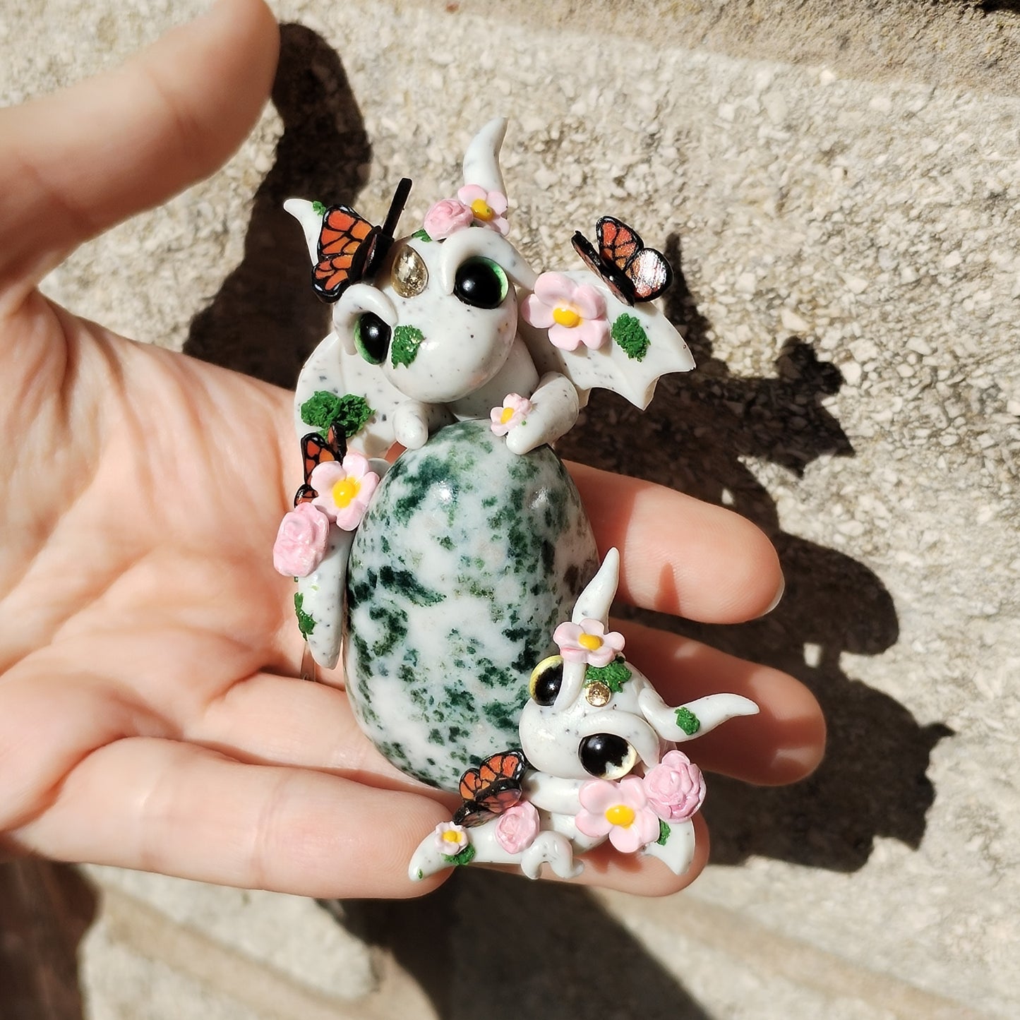 Moss Agate Crystal Dragons