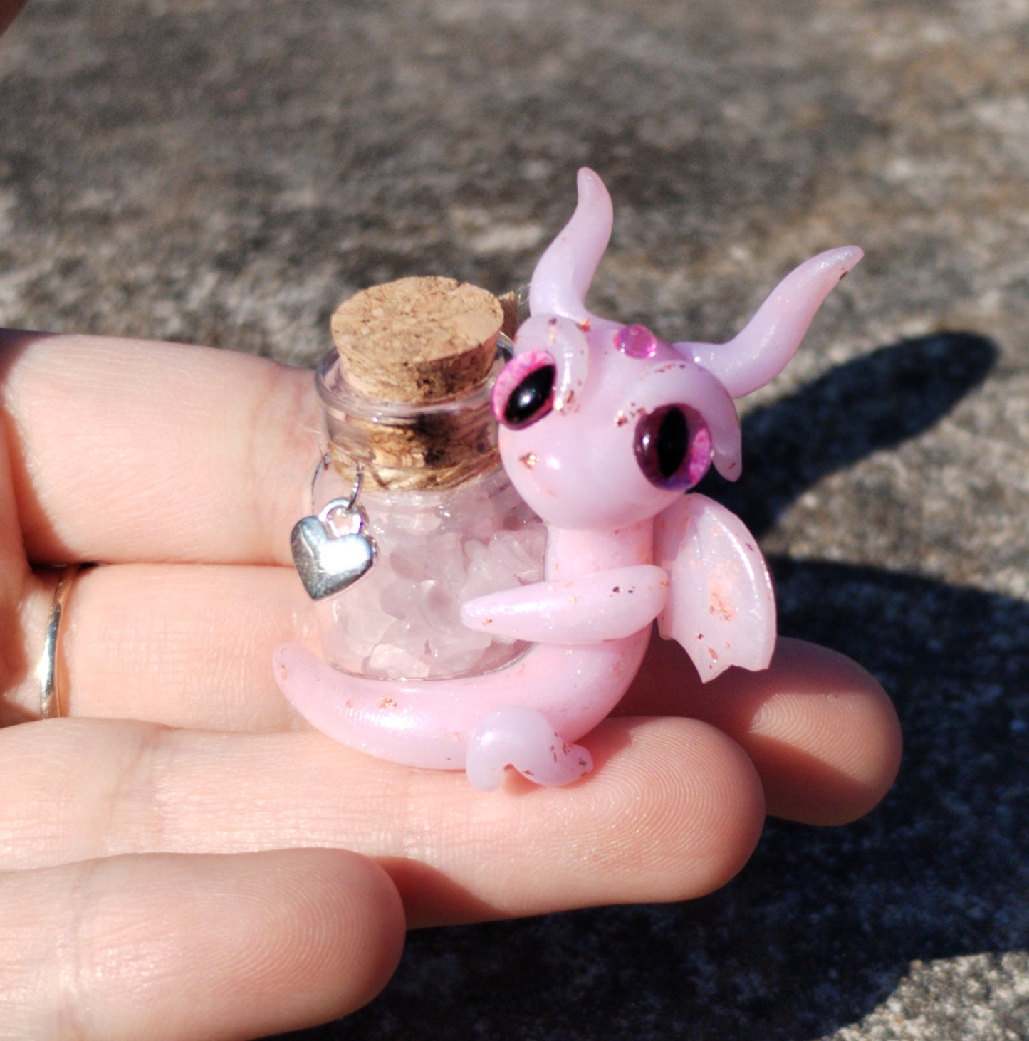 Rose Quartz Bottle Crystal Dragon
