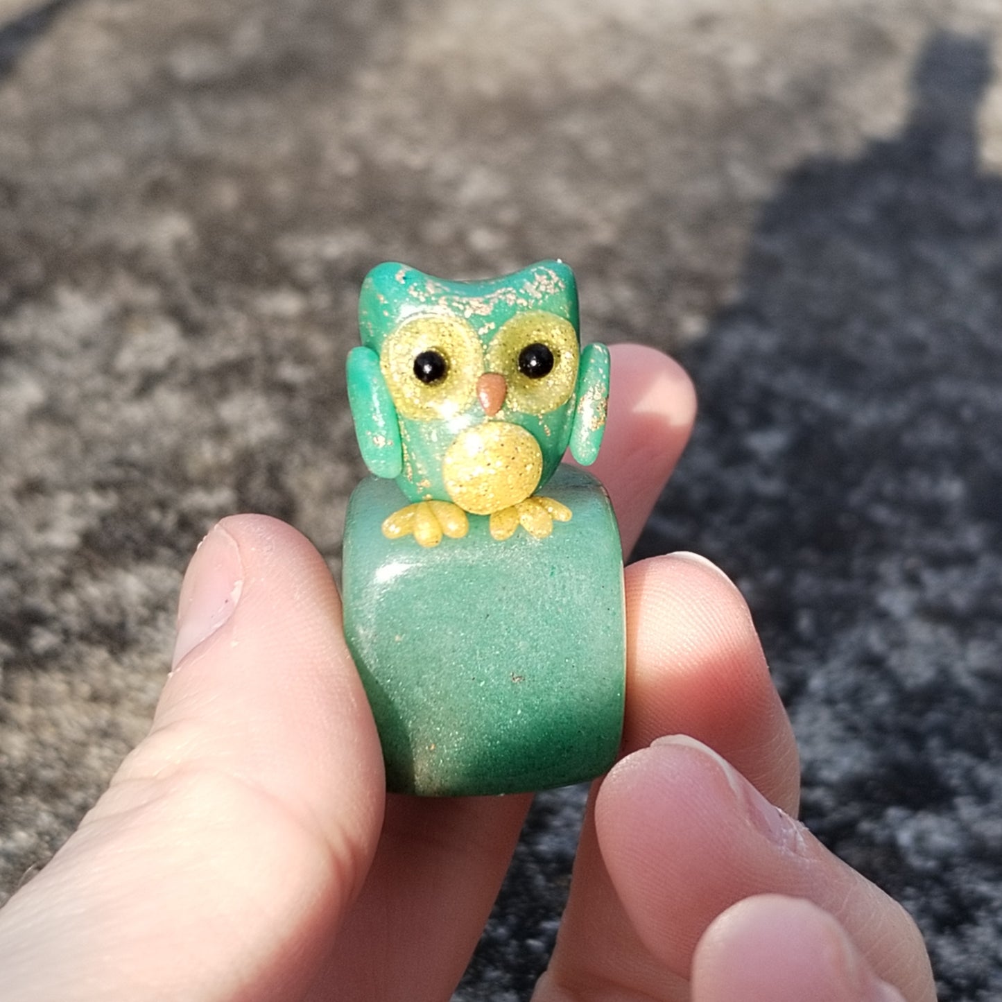 Green Adventurine Crystal Owl
