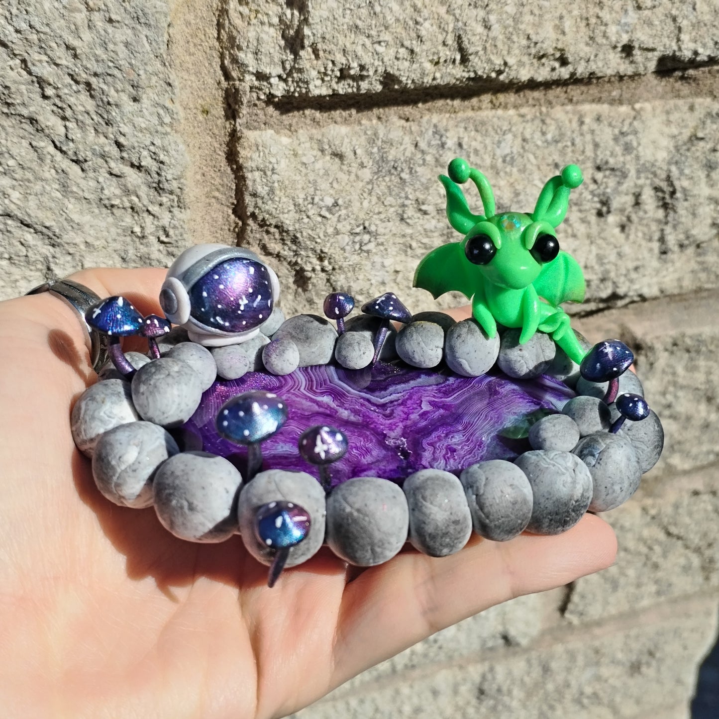 Space Themed Trinket Dish Crystal Dragon