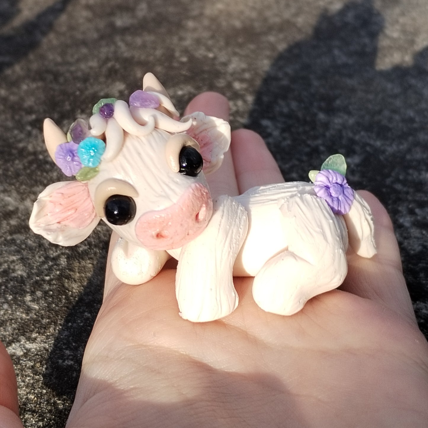 Green Flourite and Amethyst Crystal Cow