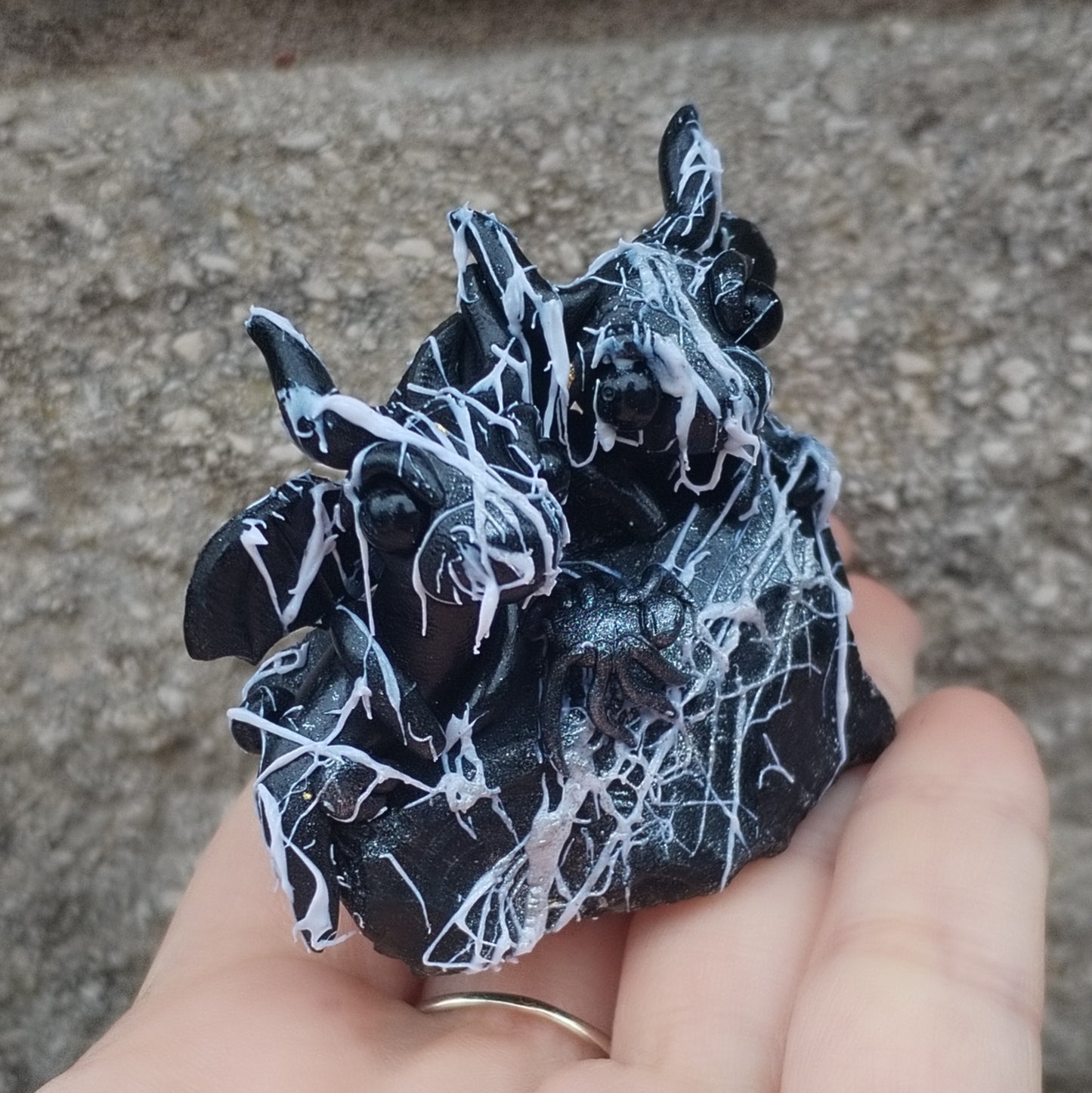 Obsidian Spiderweb Crystal Dragons