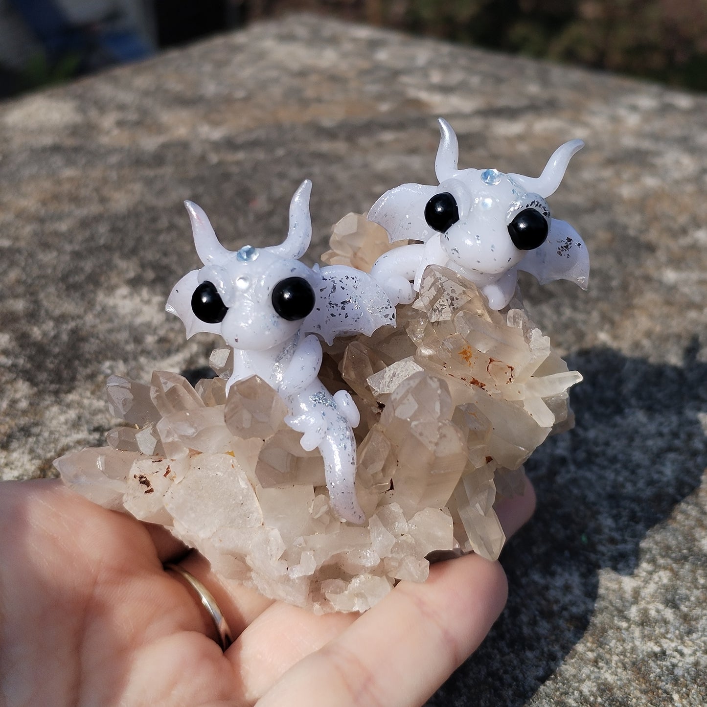 Cloudy Quartz Crystal Dragons