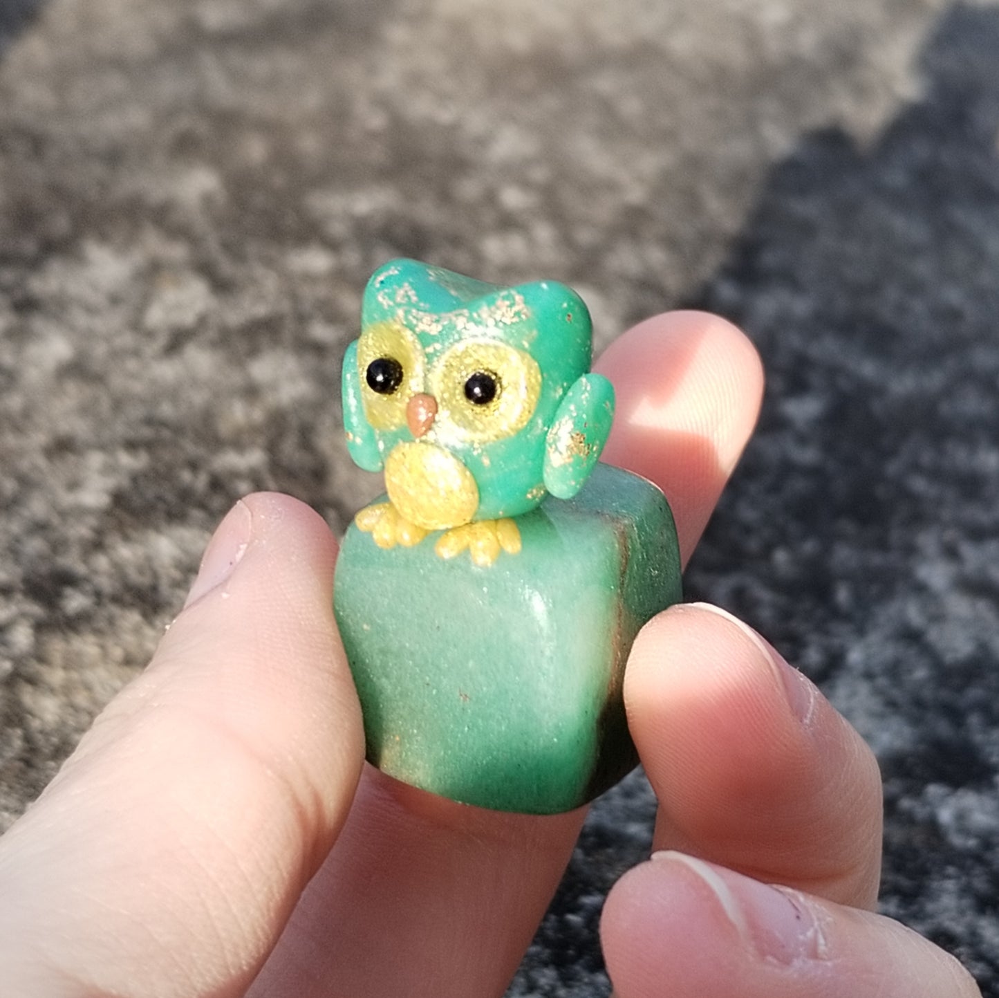 Green Adventurine Crystal Owl