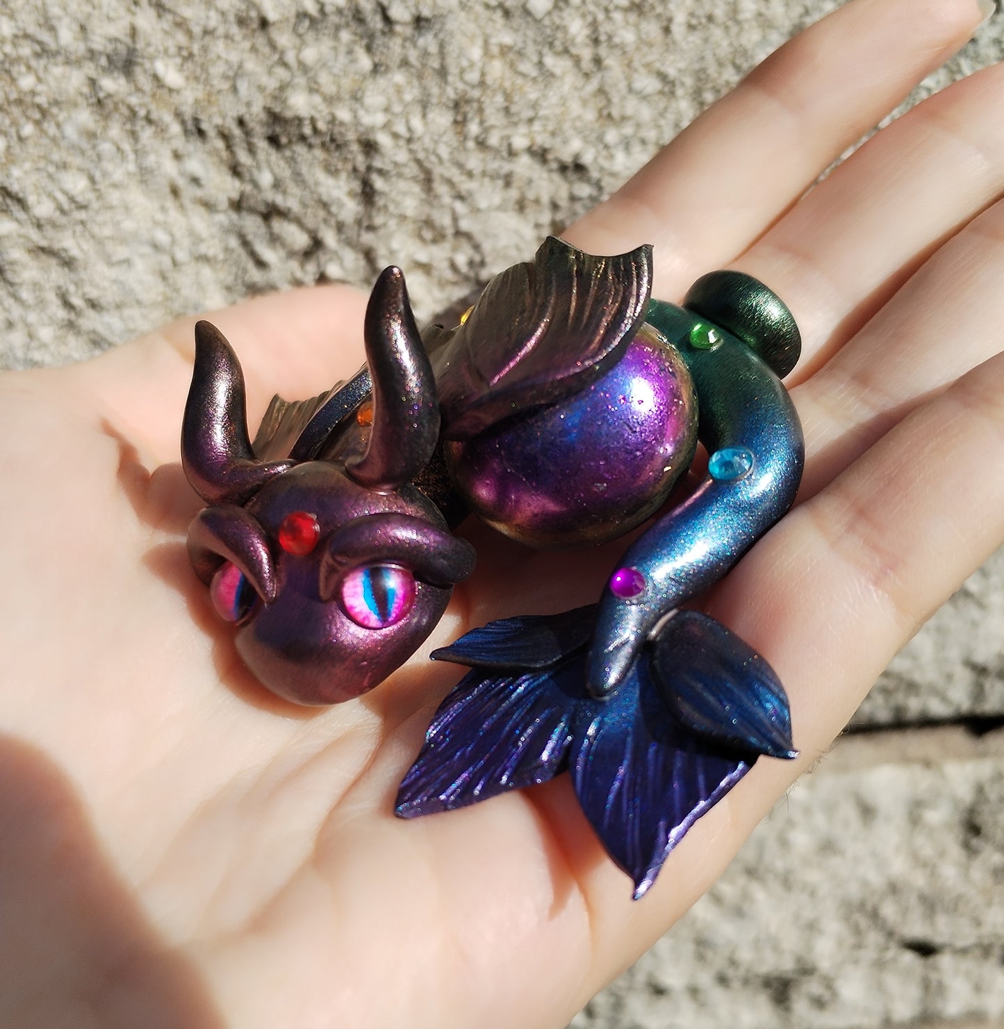 Rainbow Aura Quartz Water Crystal Dragon