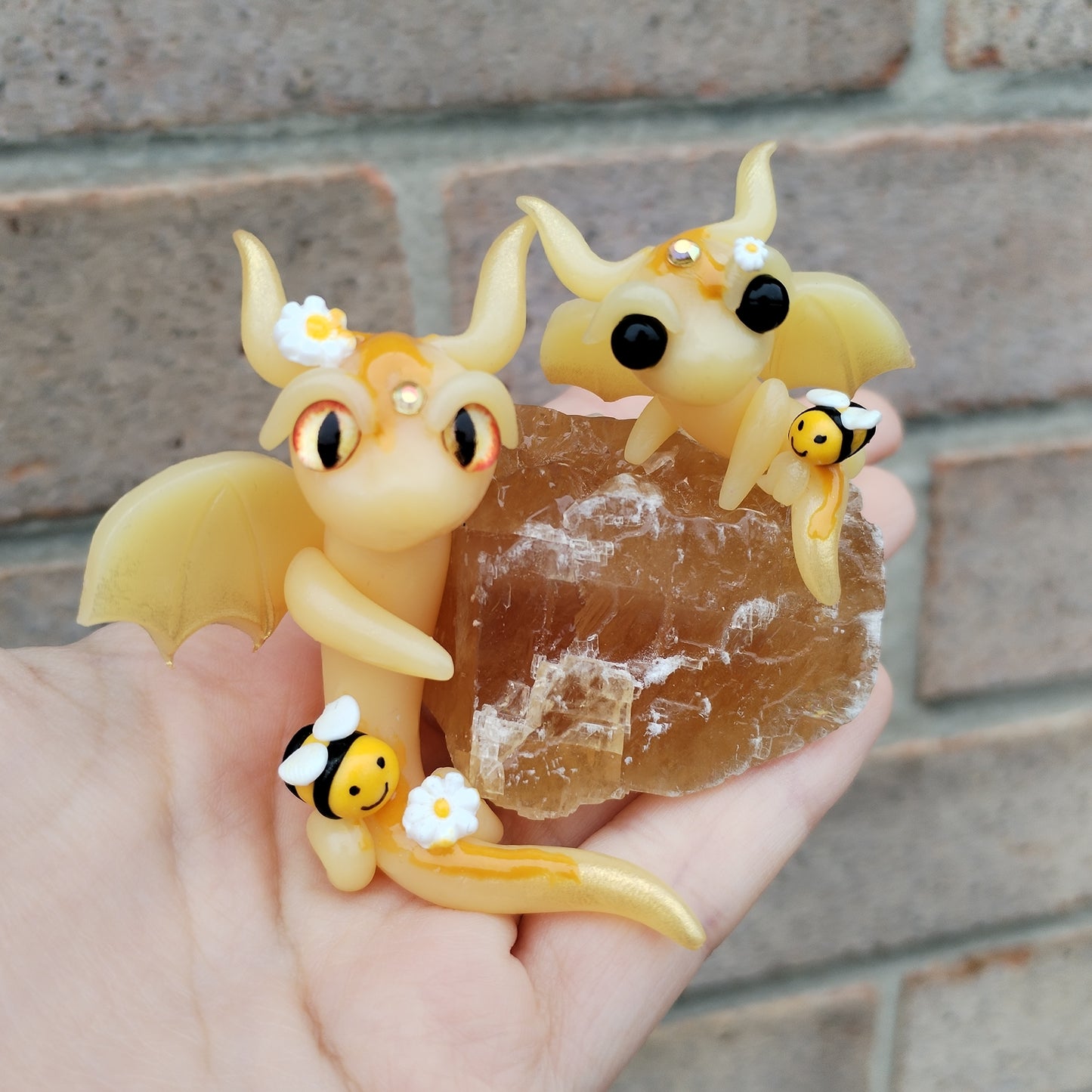 Honey Themed Honey Calicite Crystal Dragon