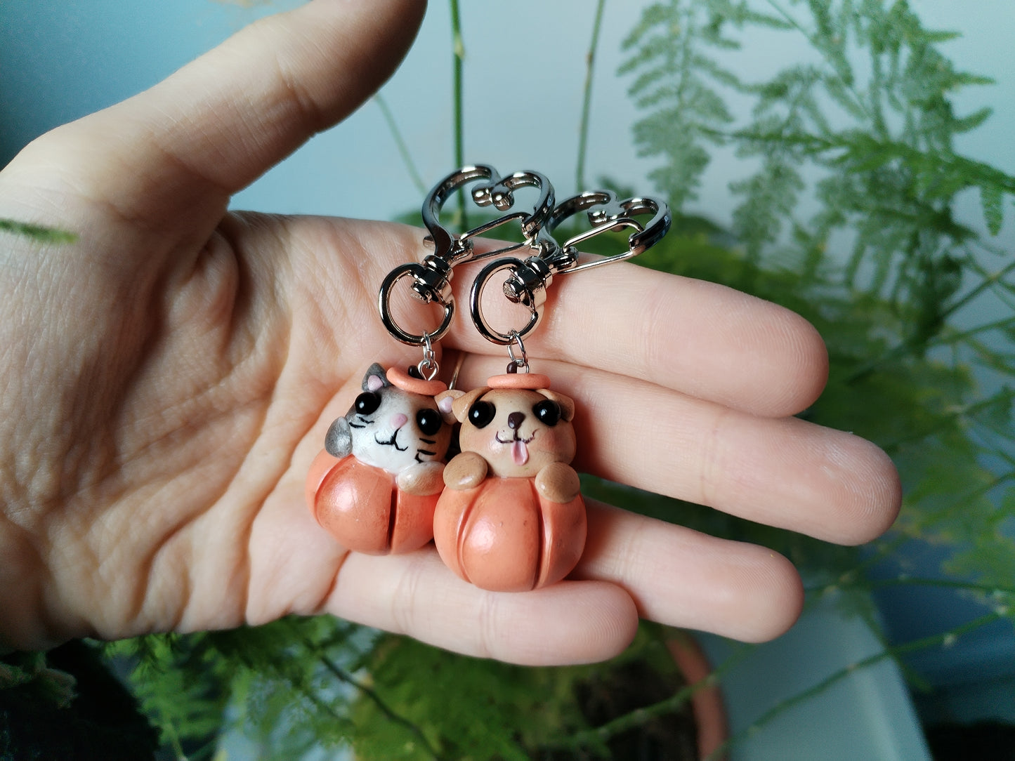 Pumpkin Bella and Star Keyrings/Bag Charms