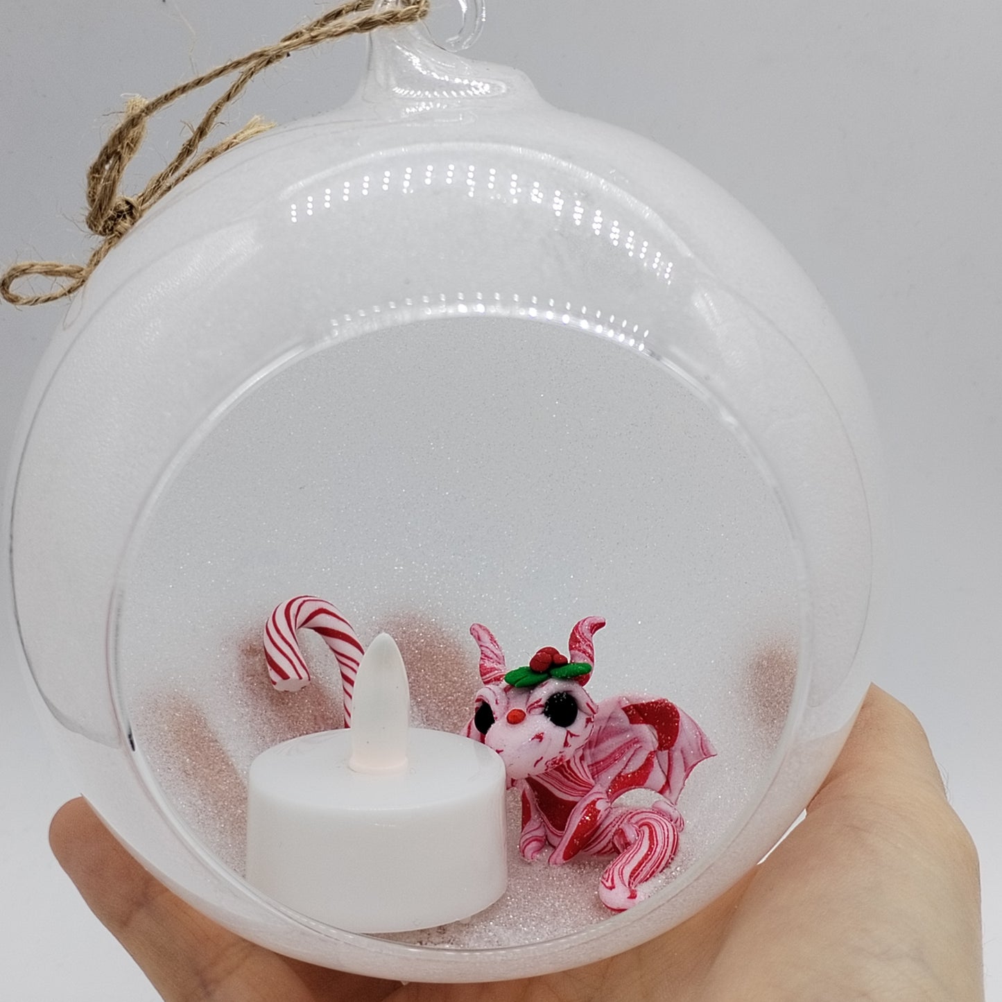 Peppermint Dragon Christmas Bauble Decoration With Tealight
