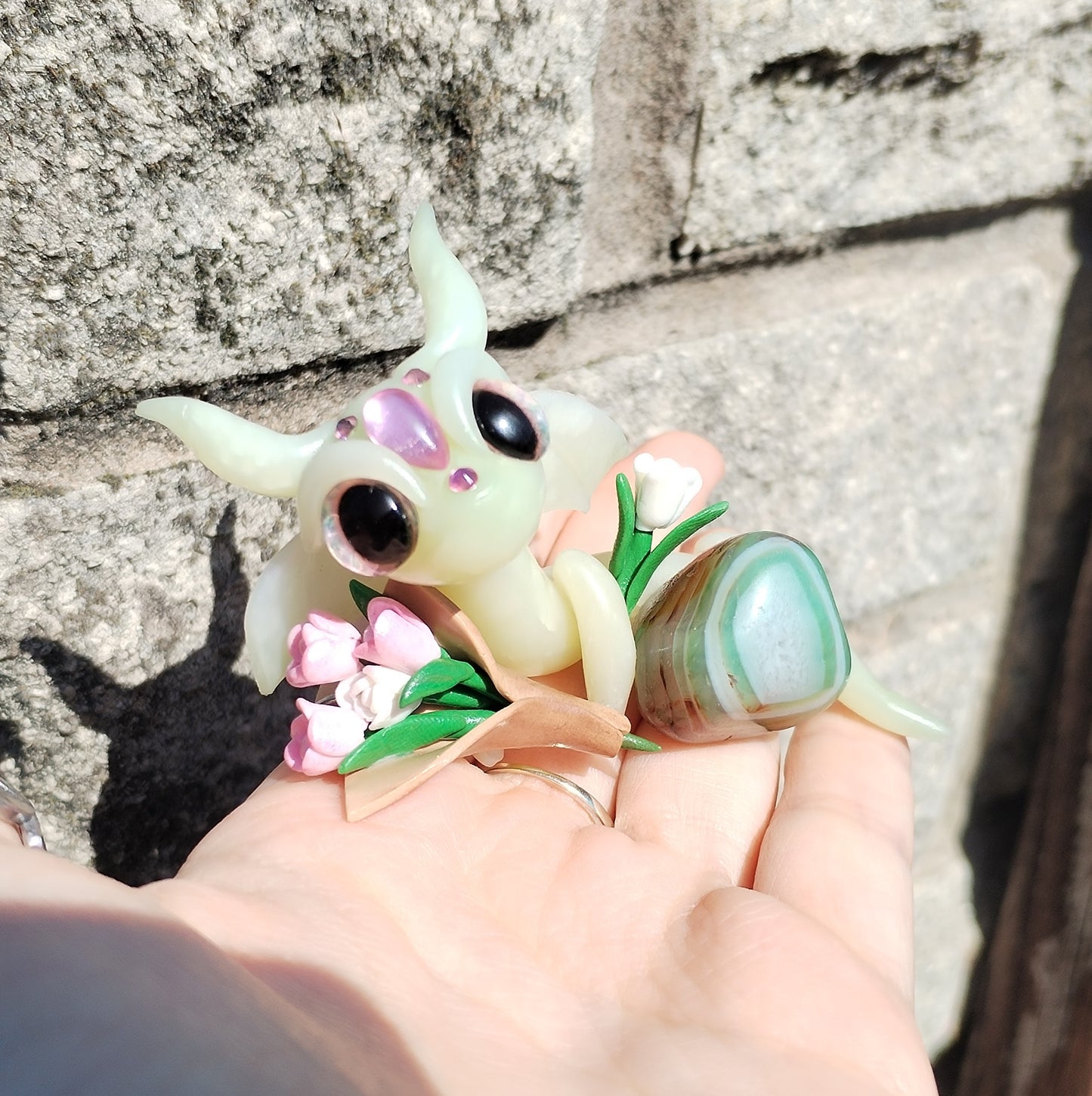 Green Banded Agate Crystal Dragon