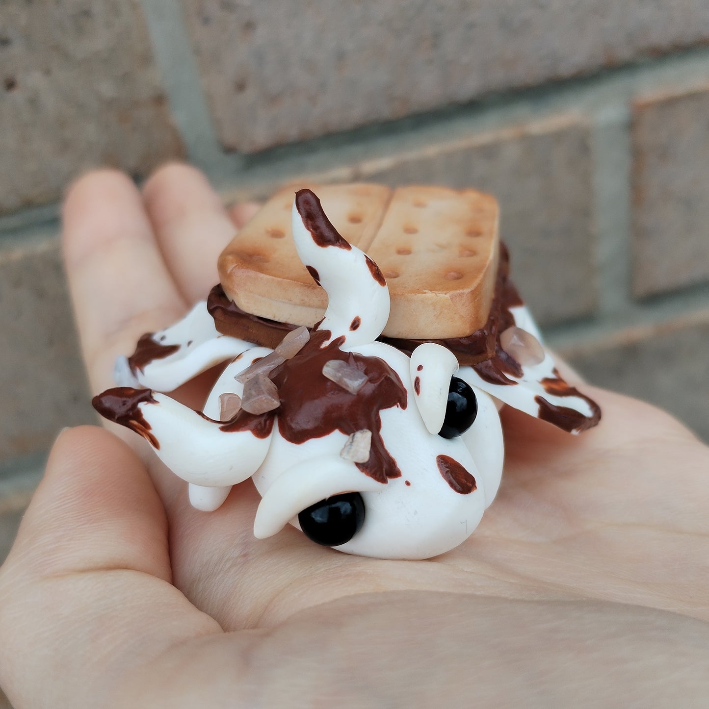 S'mores Themed Peach Moonstone Crystal Dragon