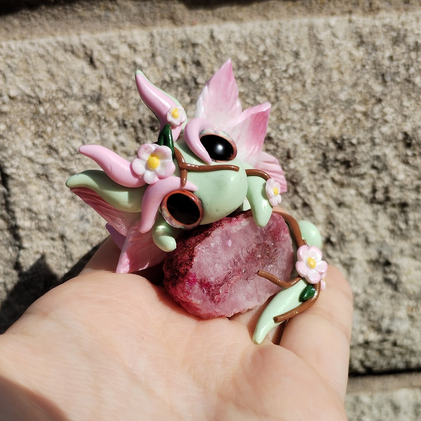Pink Geode Crystal Dragon