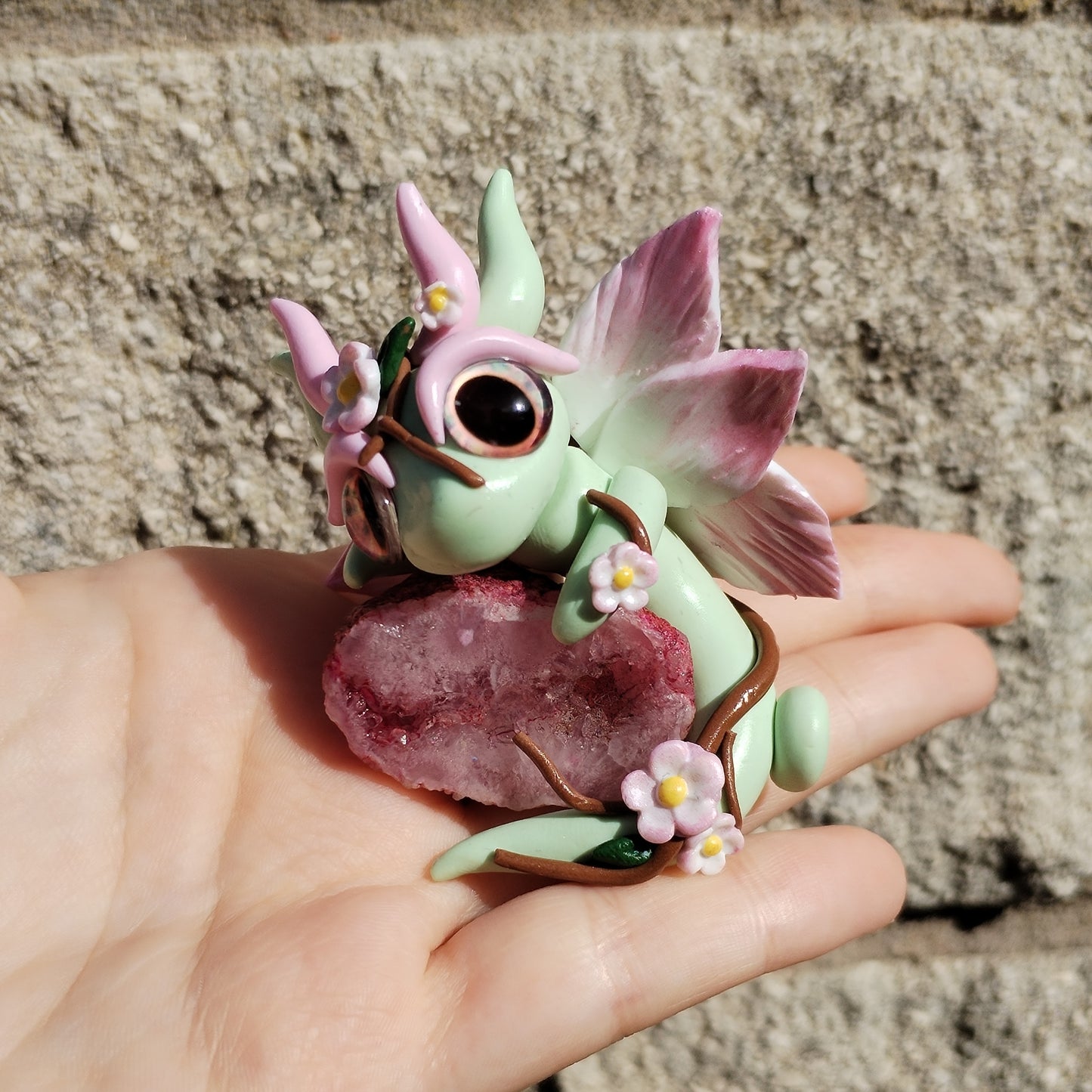 Pink Geode Crystal Dragon