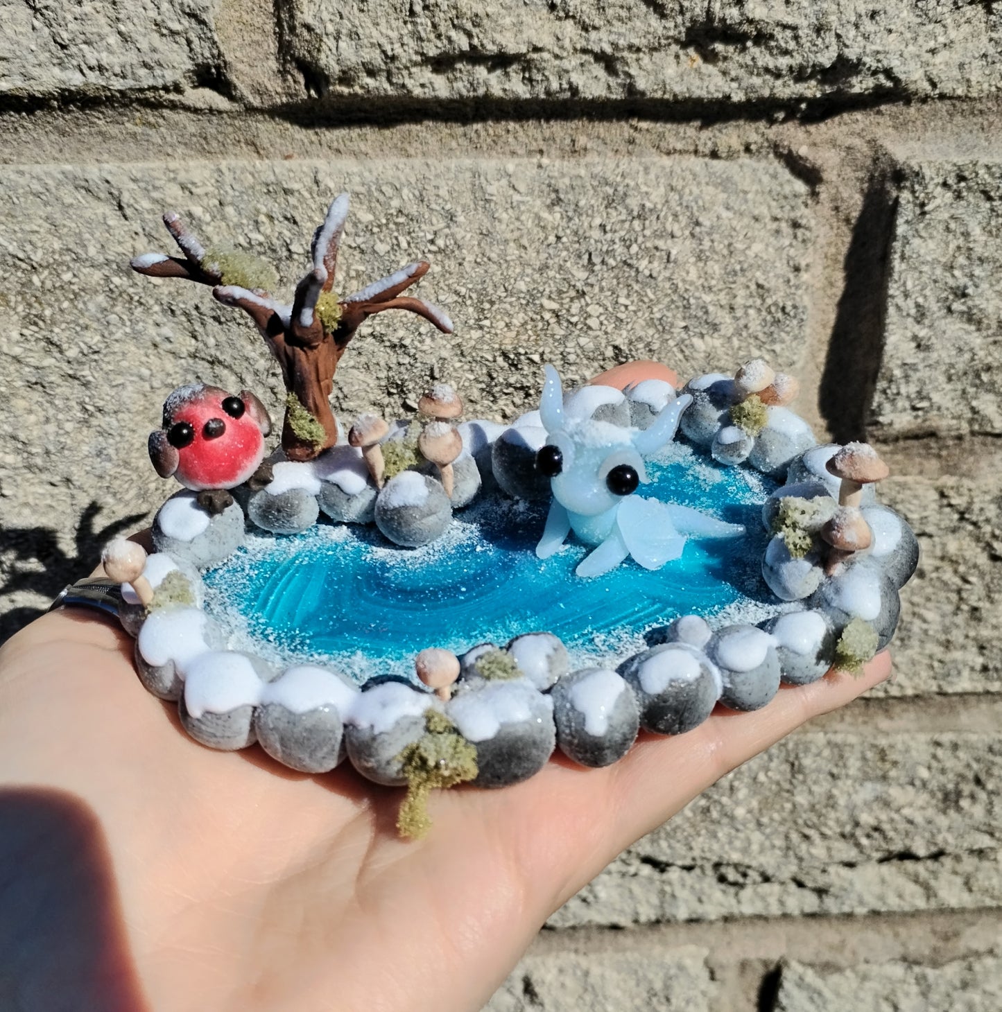 Winter Themed Trinket Dish Crystal Dragon