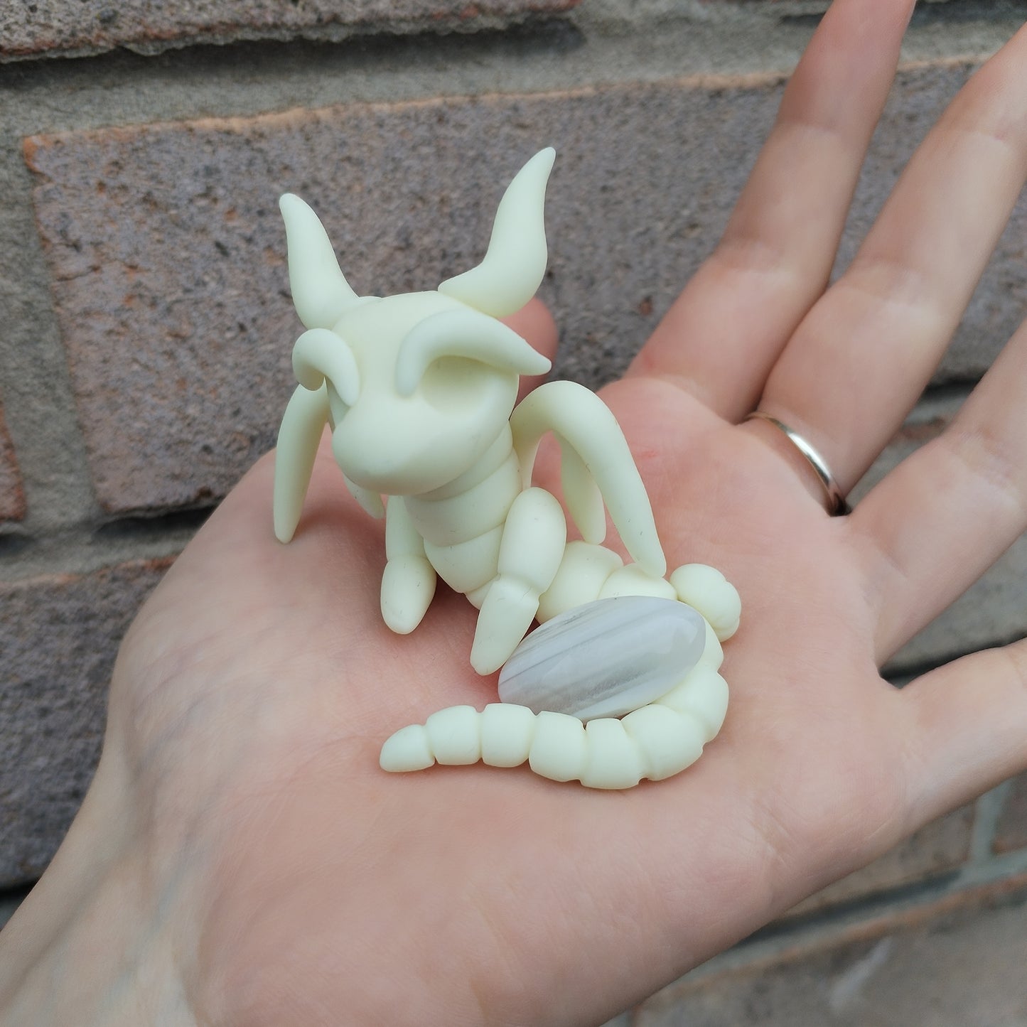 Glow-In-The-Dark Skeleton White Agate Crystal Dragon