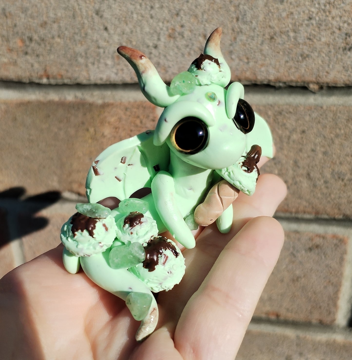 Mint Choc Ice Cream Themed Flourite Crystal Dragon