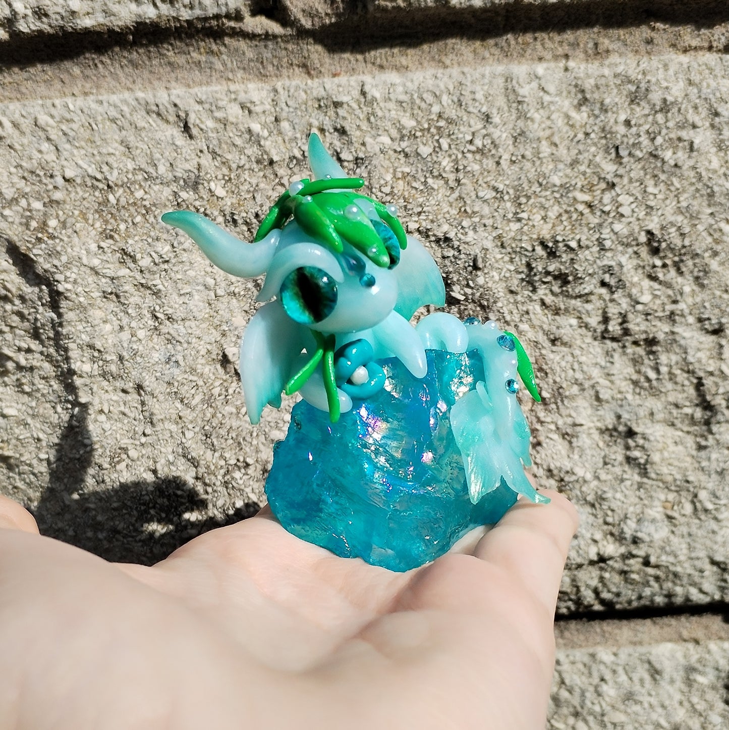 Blue Aura Quartz Water Crystal Dragon