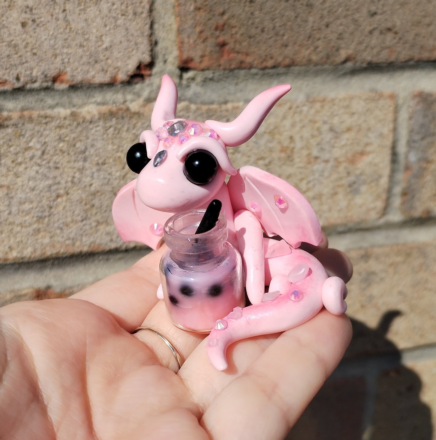 Bubble Tea Rose Quartz Crystal Dragon