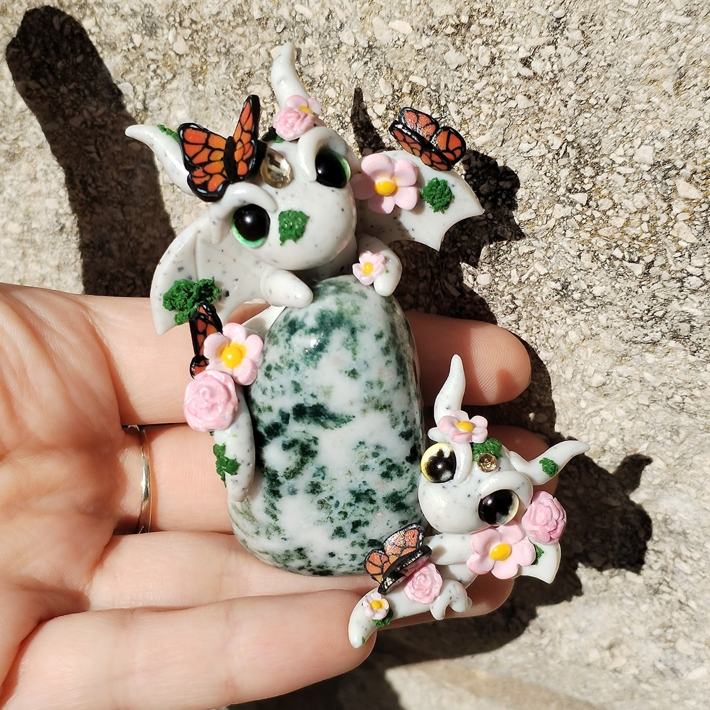 Moss Agate Crystal Dragons